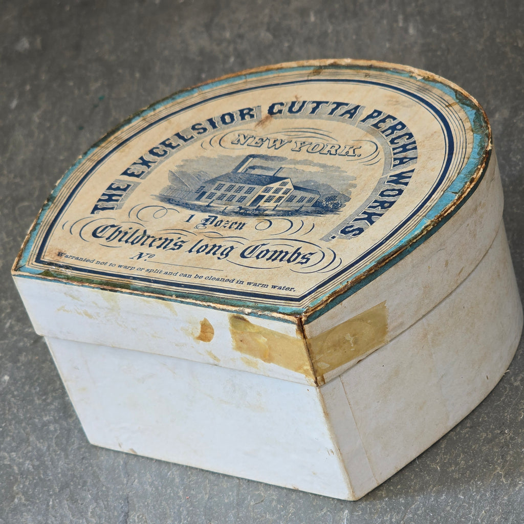 Antique The Excelsior Gutta Percha Works NY Children's Long Combs Original Box