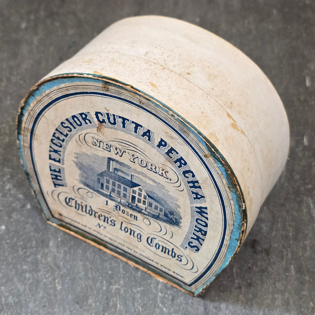 Antique The Excelsior Gutta Percha Works NY Children's Long Combs Original Box