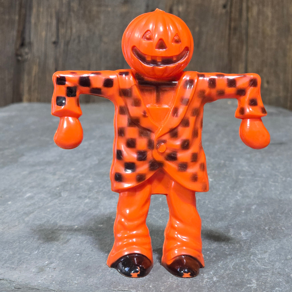 Mid-Century Vintage Rosbro Scarecrow Jack-O-Lantern Halloween Candy Container
