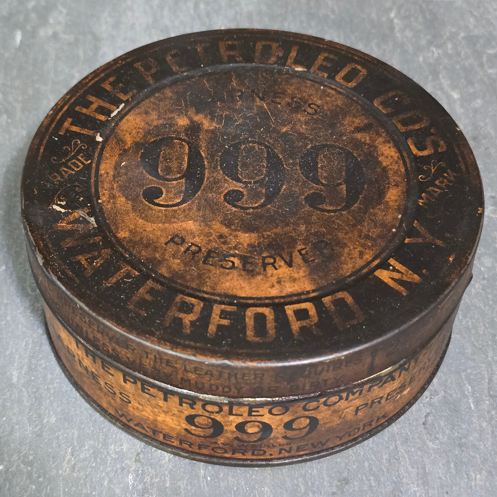 999 Harness Preserver Oil Advertising Tin The Petroleo Company Waterford, NY