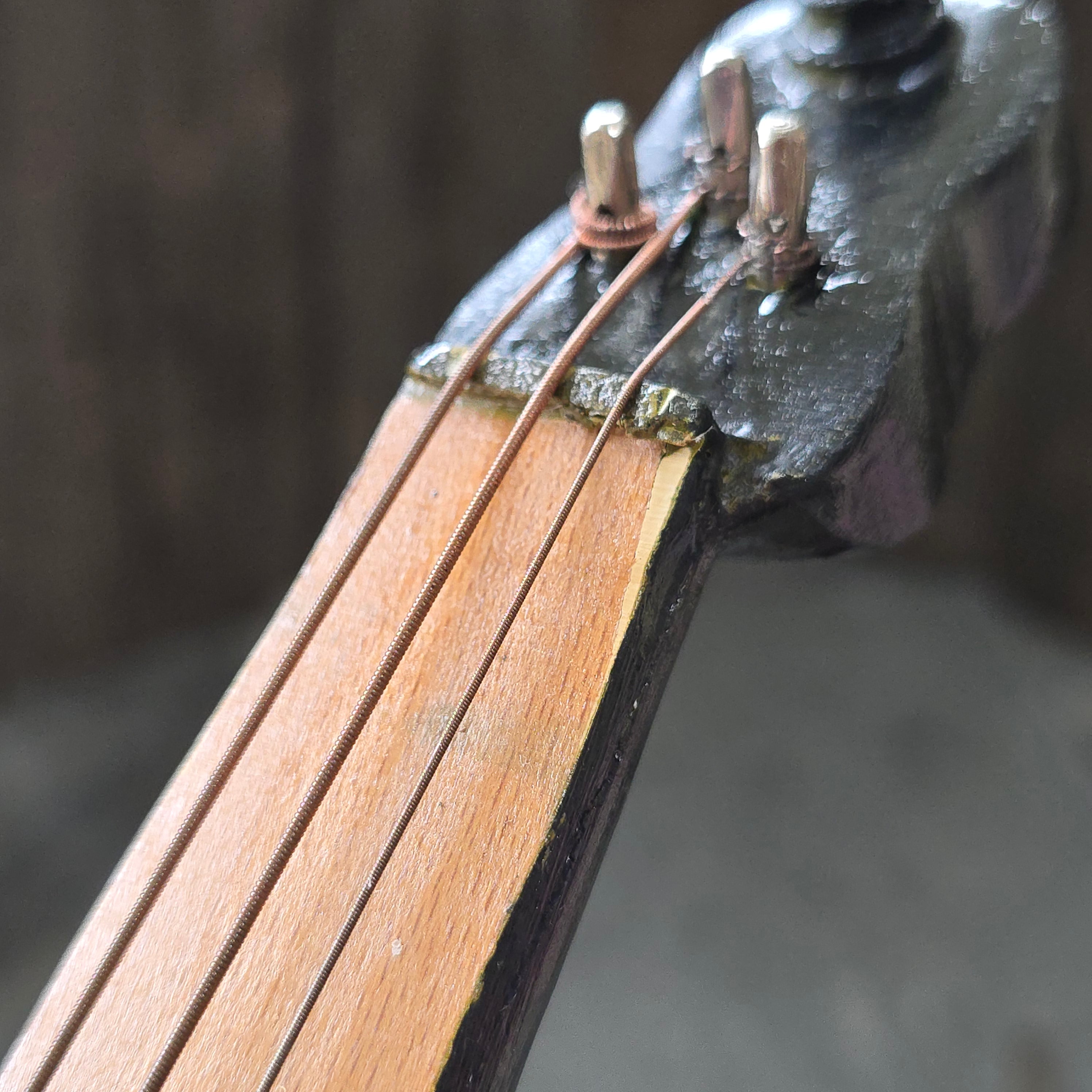 Vintage Hand-Painted Ukrainian Bandura Wood Inlaid Parquetry String Instrument