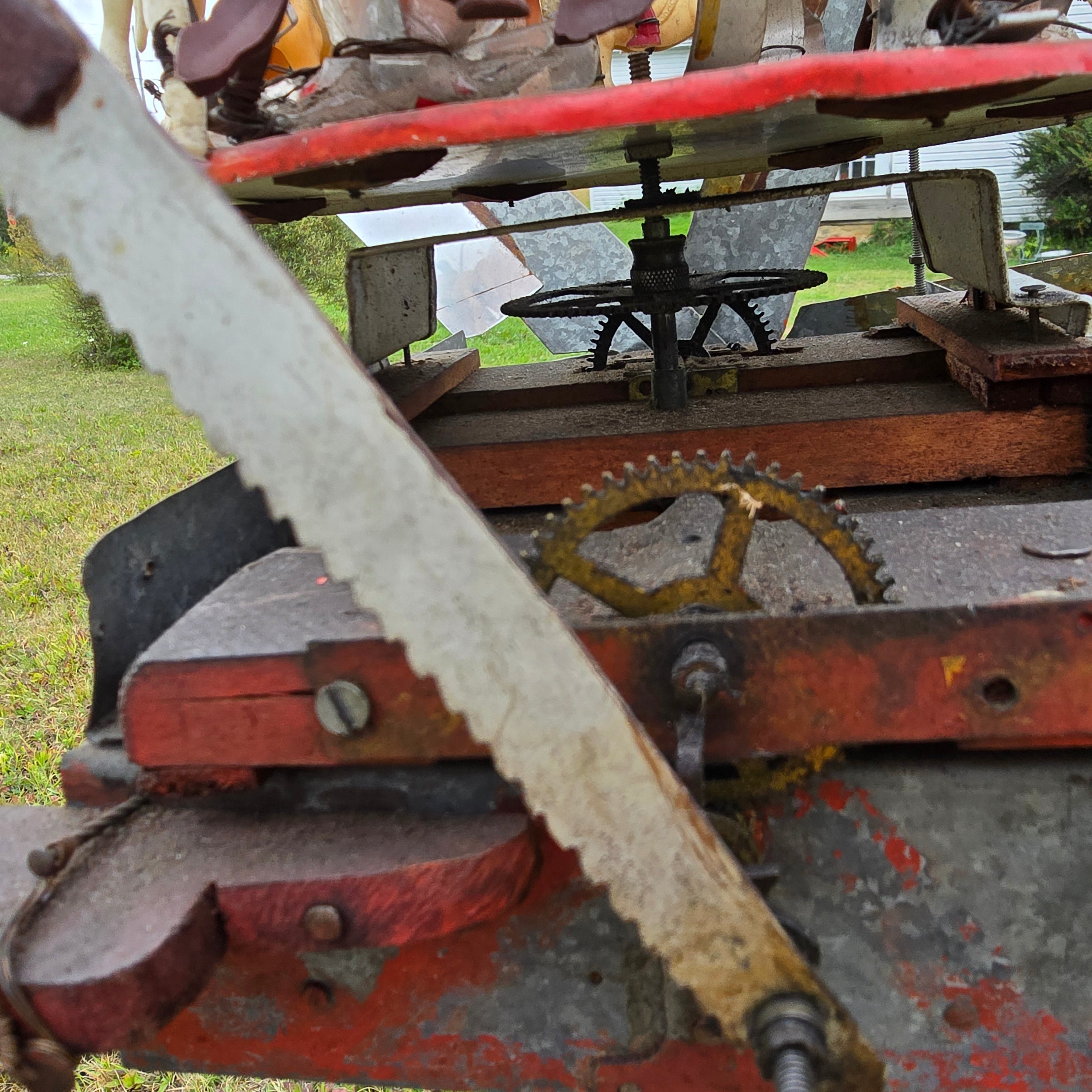 One-of-a-Kind Handmade Folk Art Whirligig with Sawyer & Merry-Go-Round Carousel