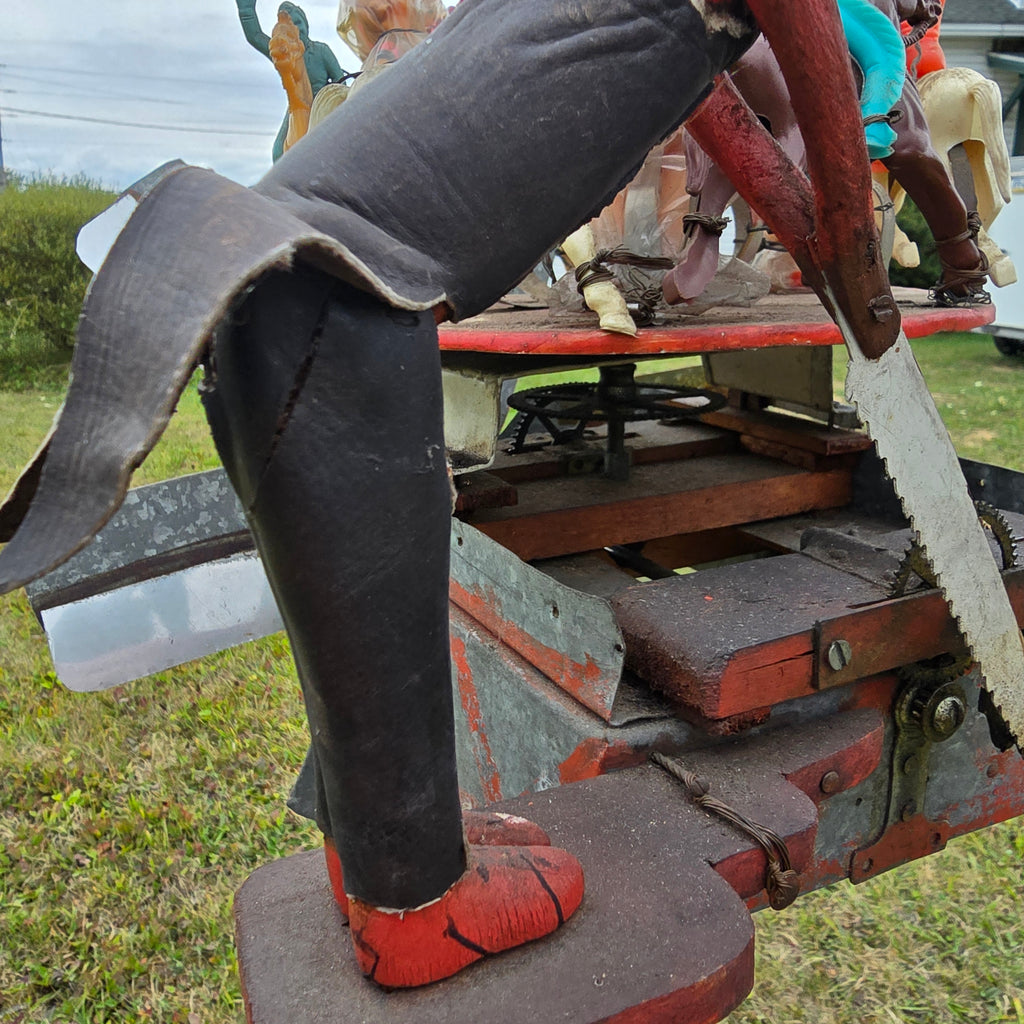 One-of-a-Kind Handmade Folk Art Whirligig with Sawyer & Merry-Go-Round Carousel