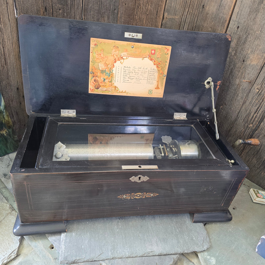 Antique Late Victorian Mermod Freres 8 Tune 62 Note 9 Inch Cylinder Music Box