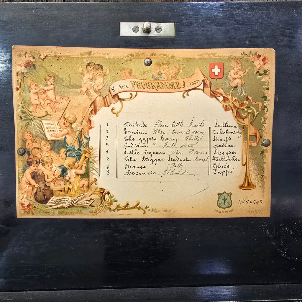 Antique Late Victorian Mermod Freres 8 Tune 62 Note 9 Inch Cylinder Music Box