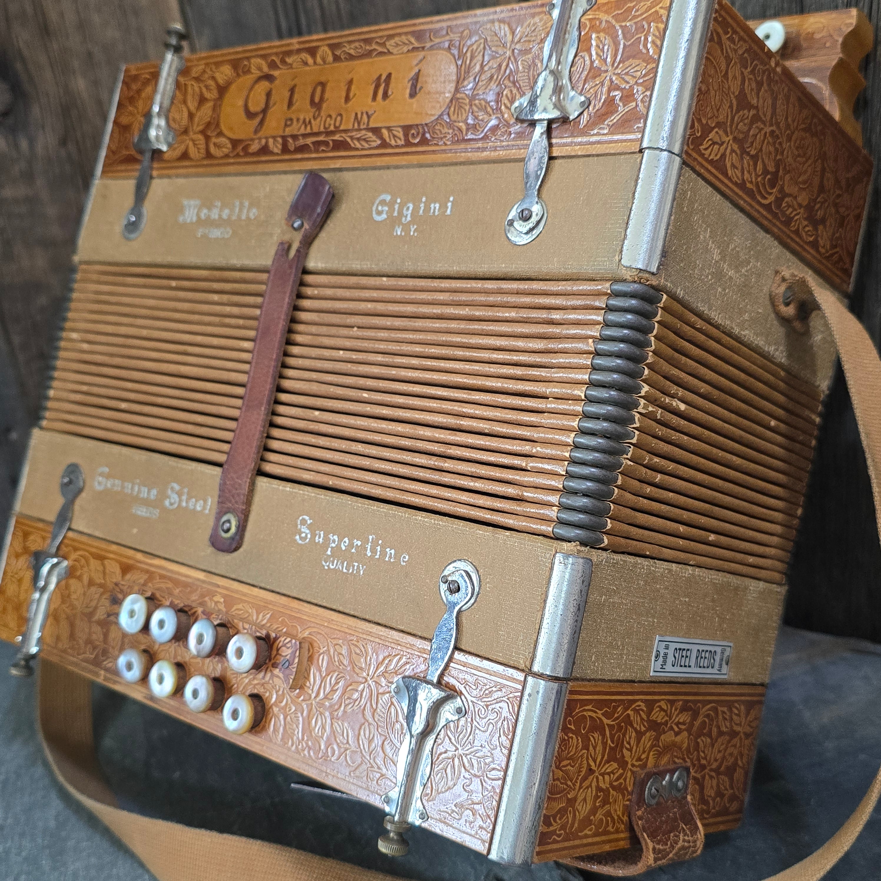 Antique c. 1920's Modello Gigini P'Mico NY Koch Hohner Made Accordion Melodeon