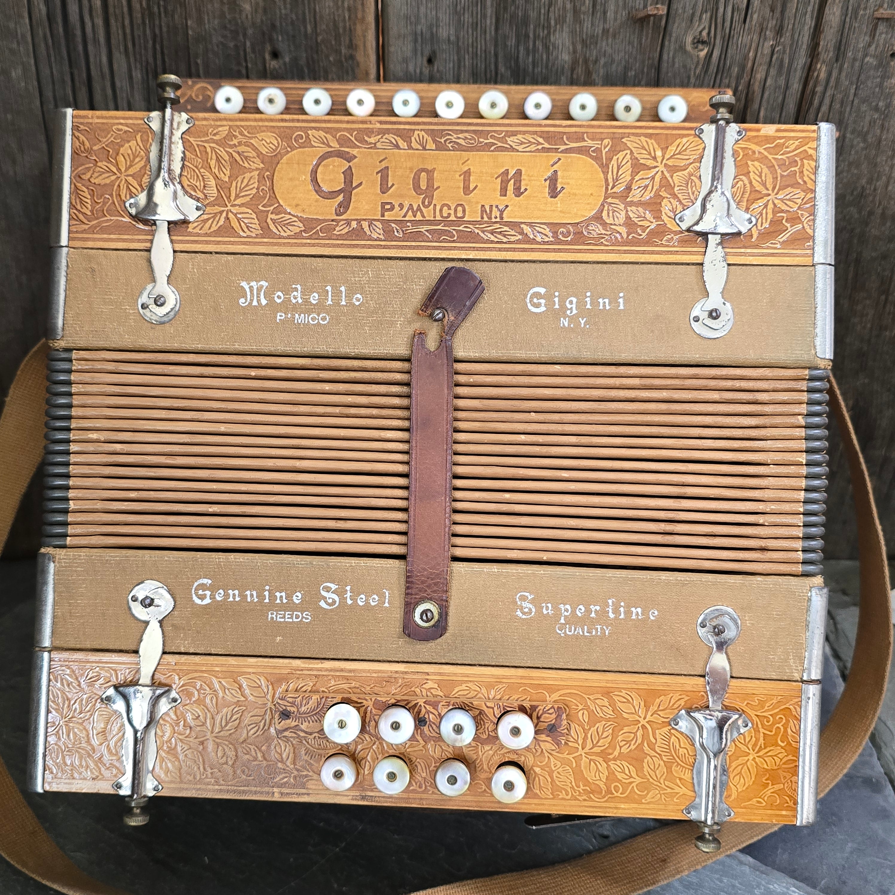 Antique c. 1920's Modello Gigini P'Mico NY Koch Hohner Made Accordion Melodeon