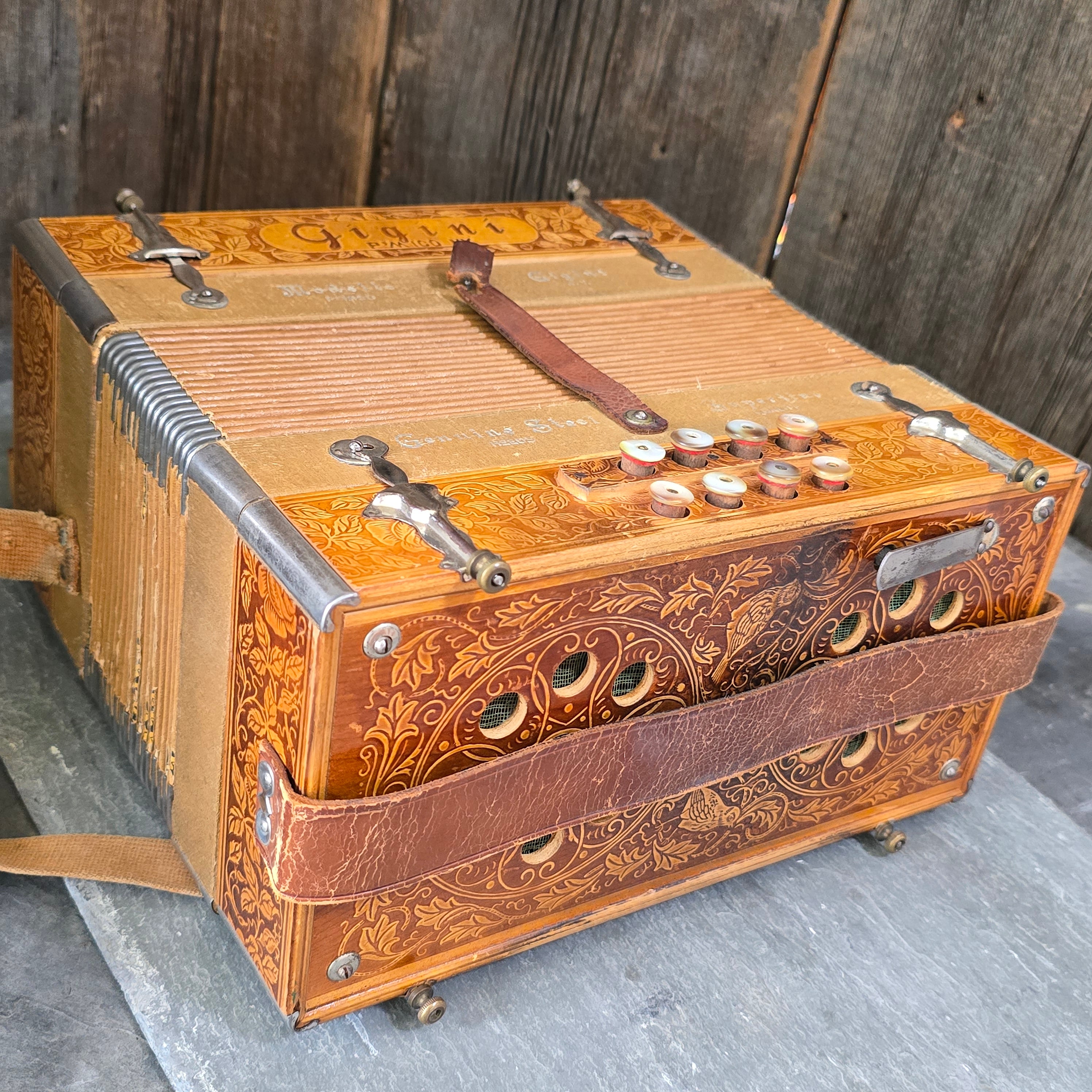Antique c. 1920's Modello Gigini P'Mico NY Koch Hohner Made Accordion Melodeon
