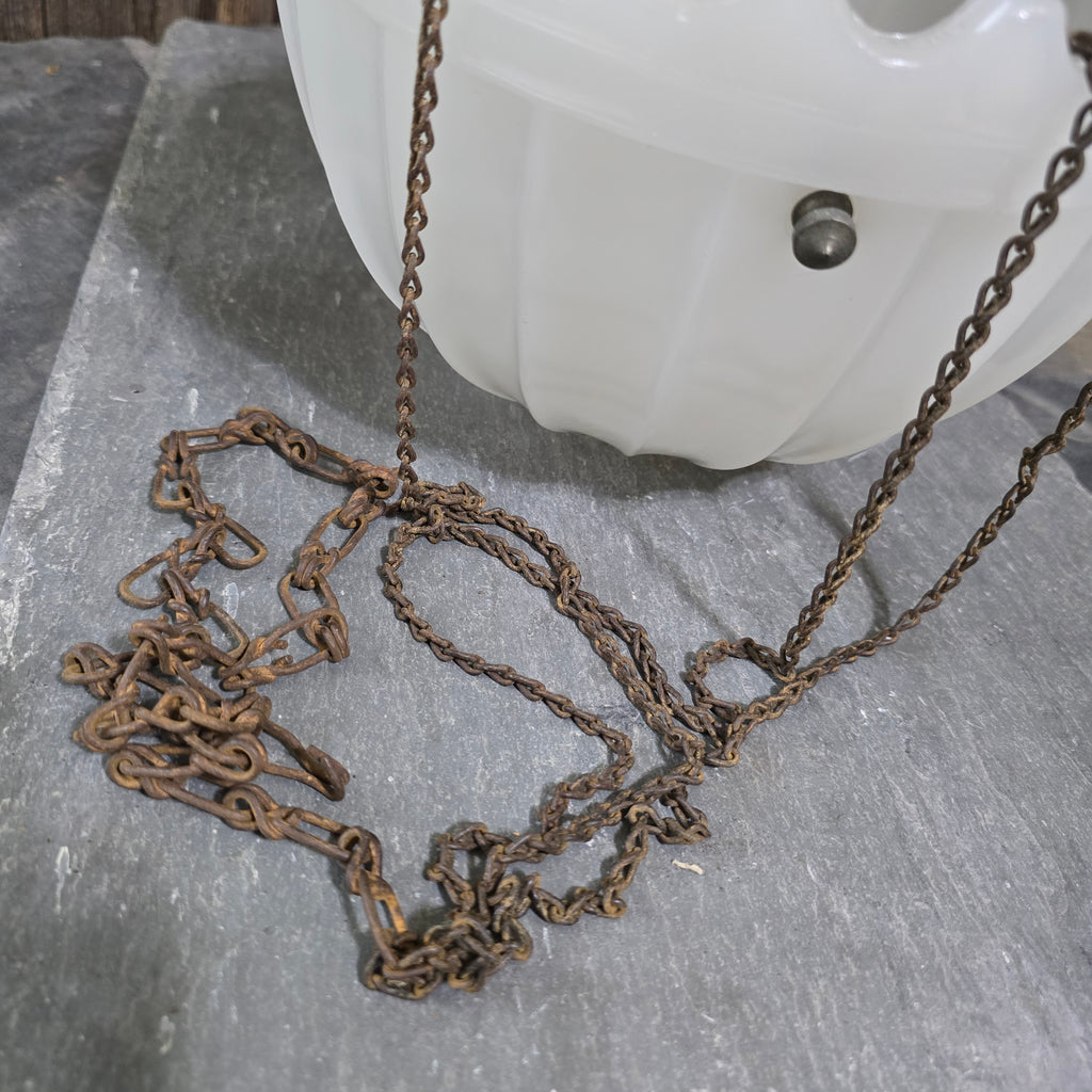 Antique Heavy Opaline Glass Ceiling Pendant Light Fixture Globe Hanging Shade