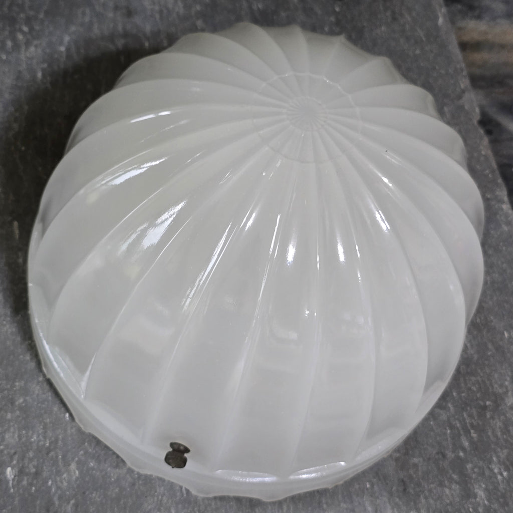 Antique Heavy Opaline Glass Ceiling Pendant Light Fixture Globe Hanging Shade