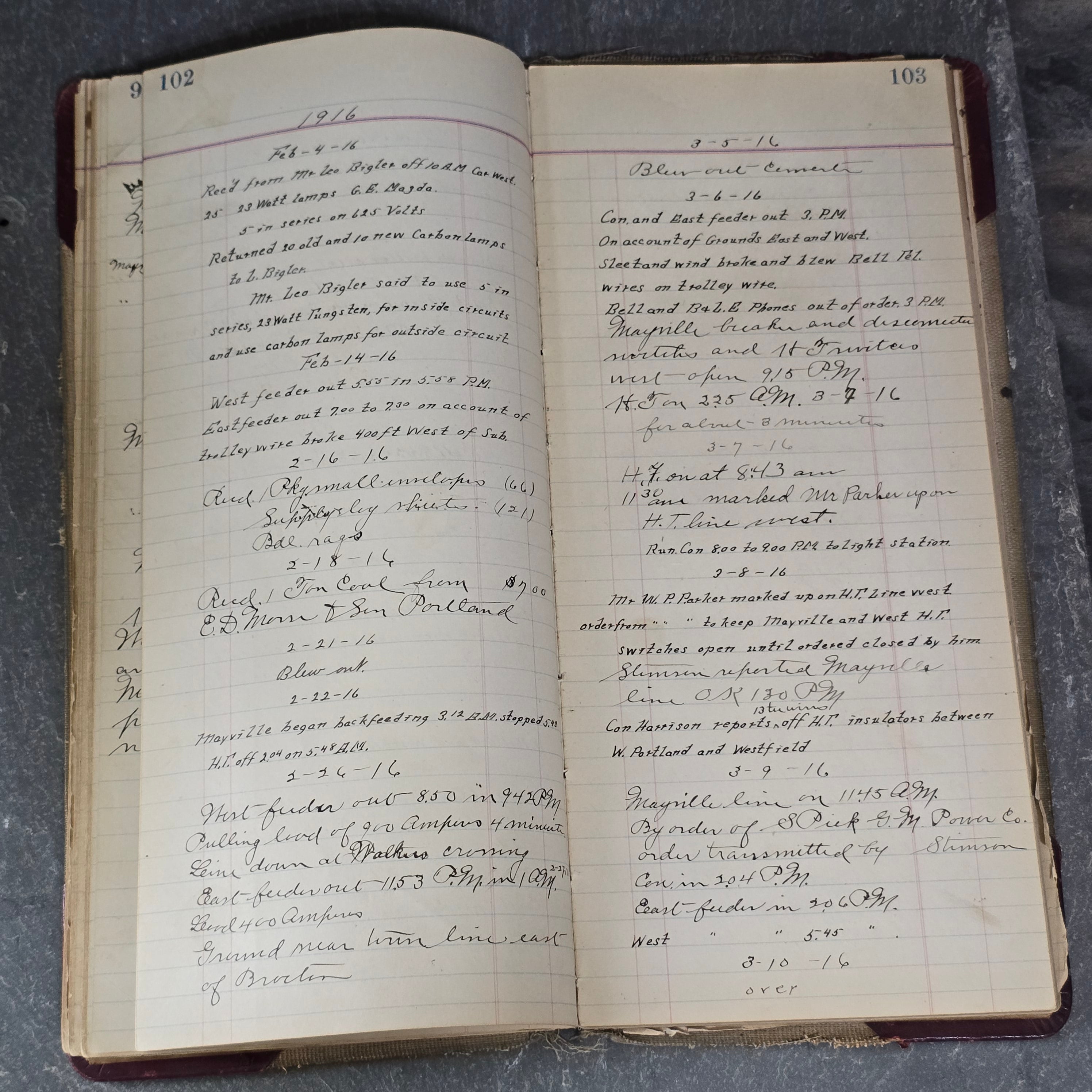 Early 1900's Westfield, NY Area Accounting Ledger Book w/ Interesting Writing