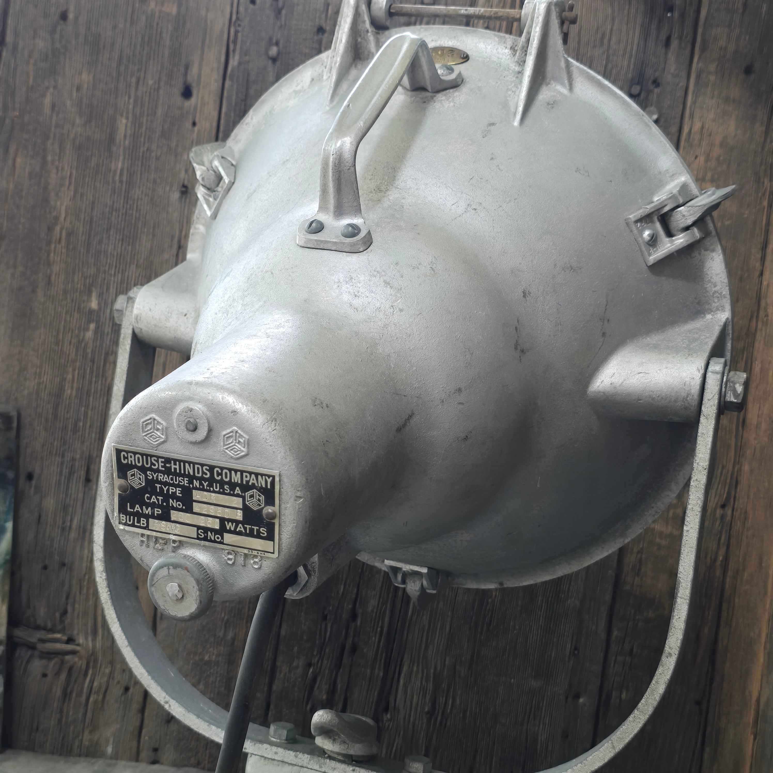 Crouse-Hinds ADR 12 Vintage Industrial Nautical Spotlight Navy Fire Rescue Lamp