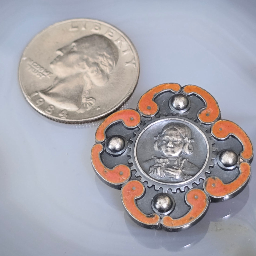 1940's WWII Enameled Silver Japanese Imperial Labor Merit Badge Medal Award Pin