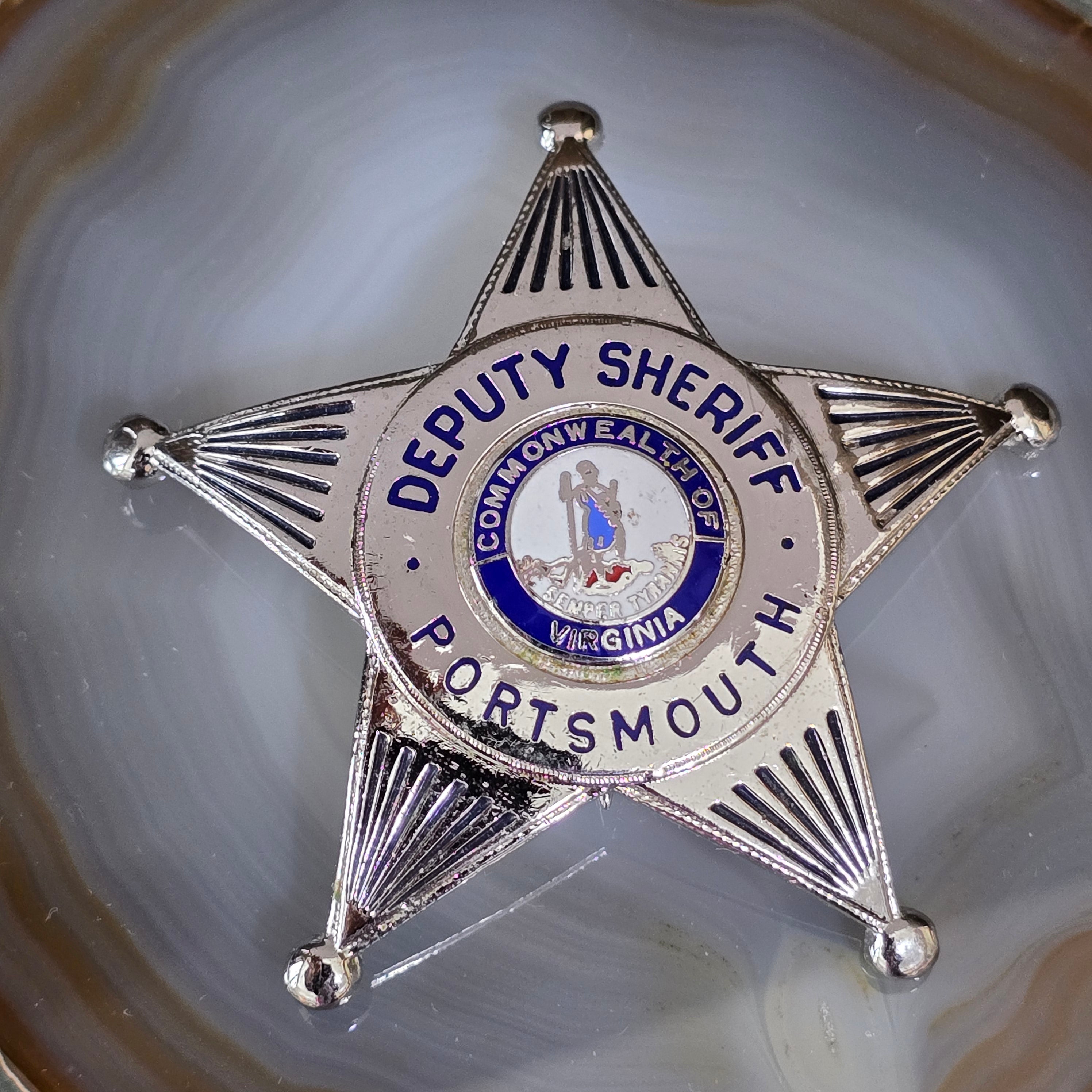 Vintage Obsolete Deputy Sheriff Star Shaped Chrome Badge Portsmouth, Virginia