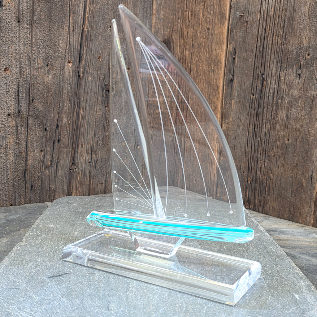 Vintage J. Fenri Acrylic Sailboat Wintrade of Beverly Hills Lucite Sculpture