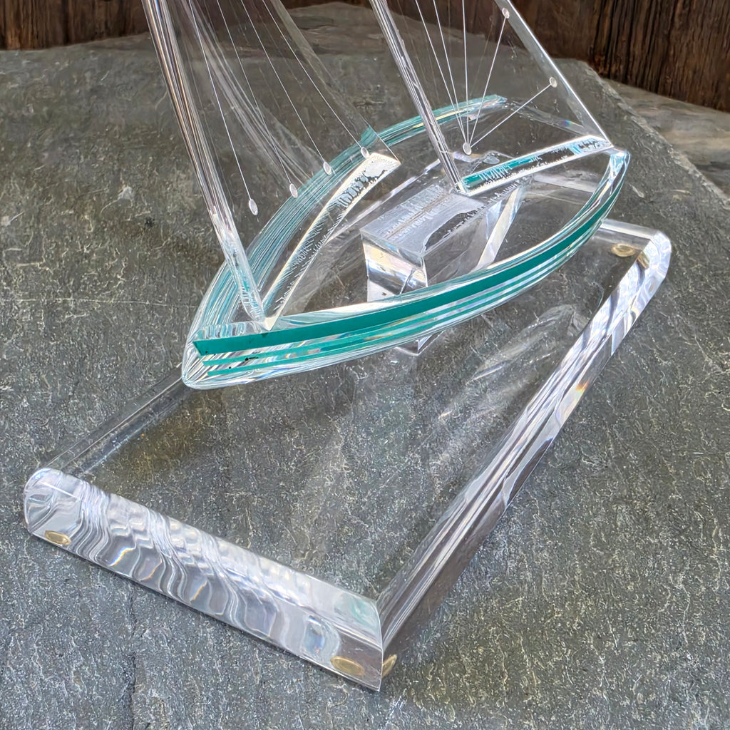 Vintage J. Fenri Acrylic Sailboat Wintrade of Beverly Hills Lucite Sculpture
