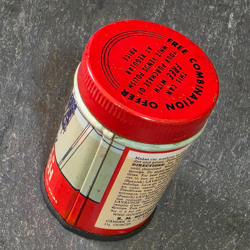 Whiz Speedry Powdered Car Wash Small Advertising Tin Can with Car Graphics