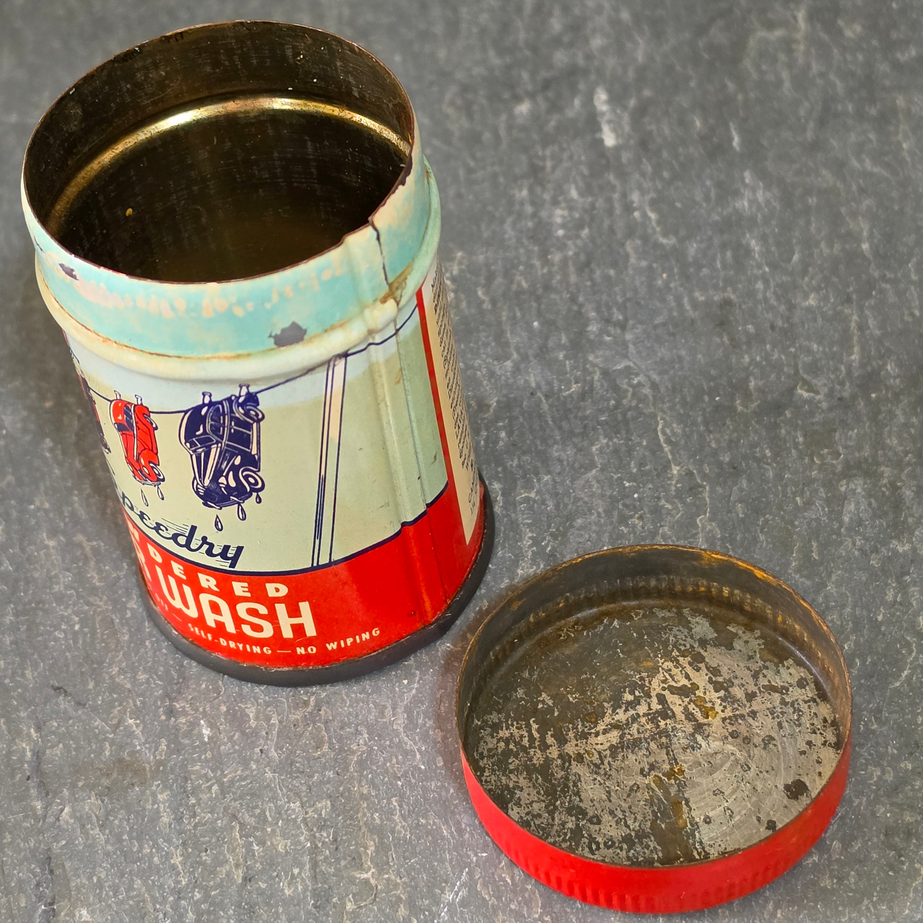 Whiz Speedry Powdered Car Wash Small Advertising Tin Can with Car Graphics