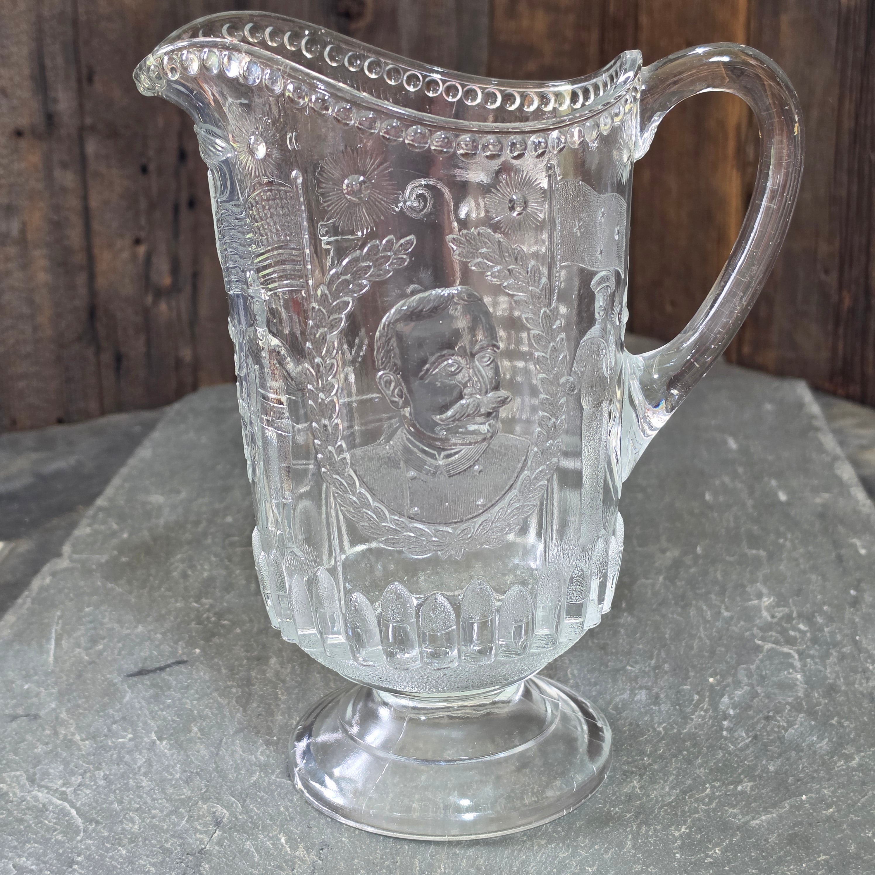 Antique EAPG Admiral Dewey Memorial Pitcher Beatty-Brady Glass Company 1899
