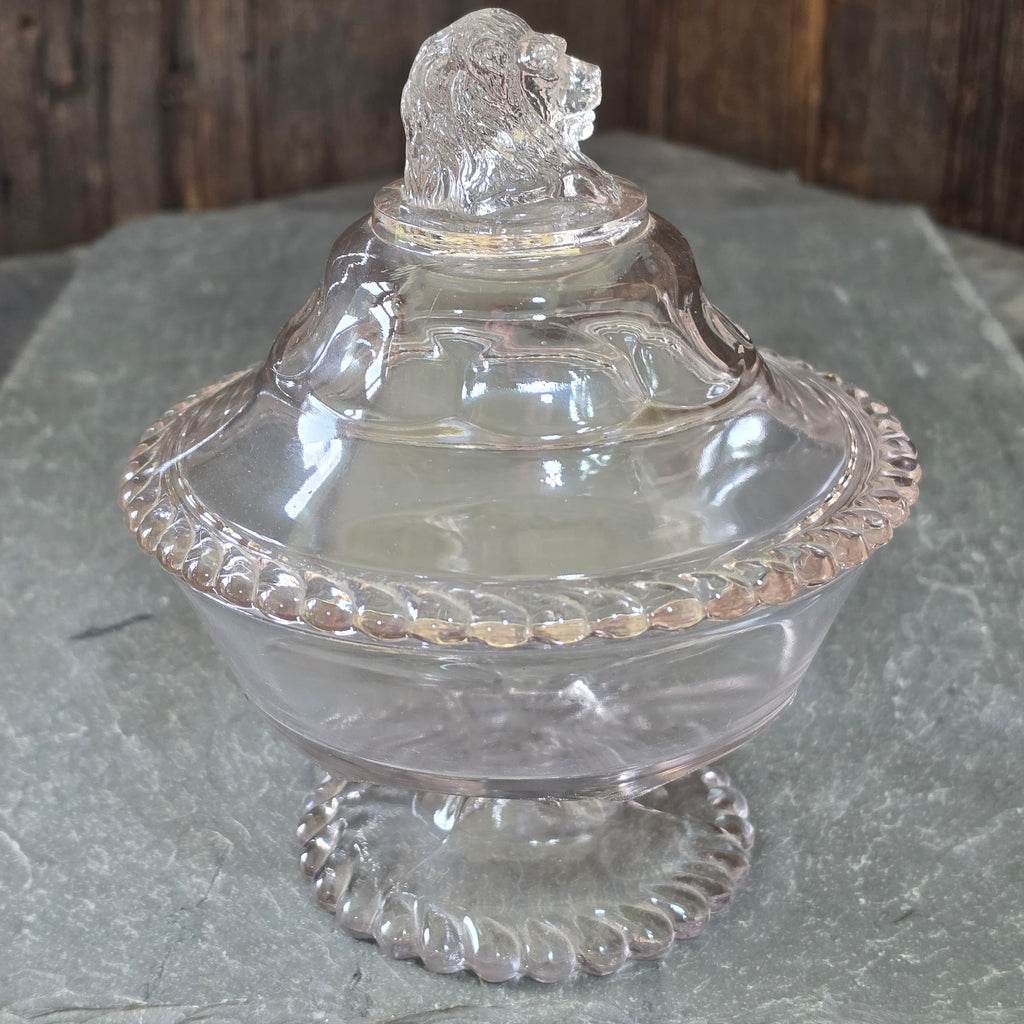 Antique EAPG Gillinder & Sons Philadelphia Lion Head Finial Candy Covered Dish