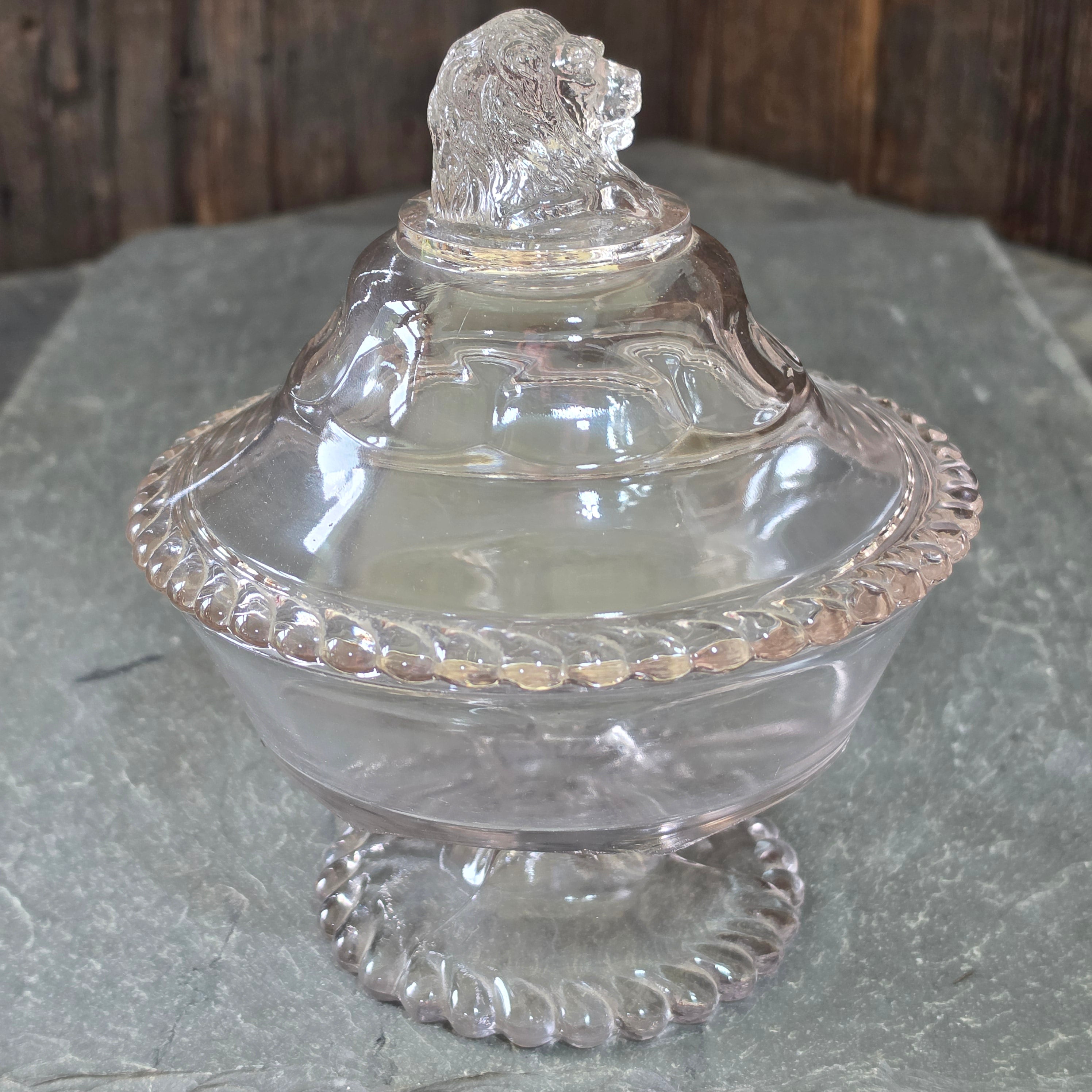 Antique EAPG Gillinder & Sons Philadelphia Lion Head Finial Candy Covered Dish