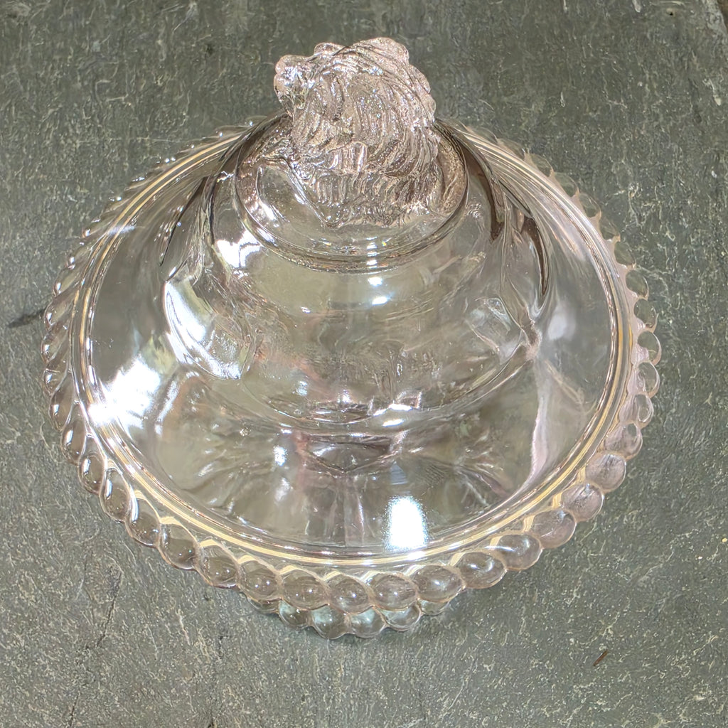 Antique EAPG Gillinder & Sons Philadelphia Lion Head Finial Candy Covered Dish