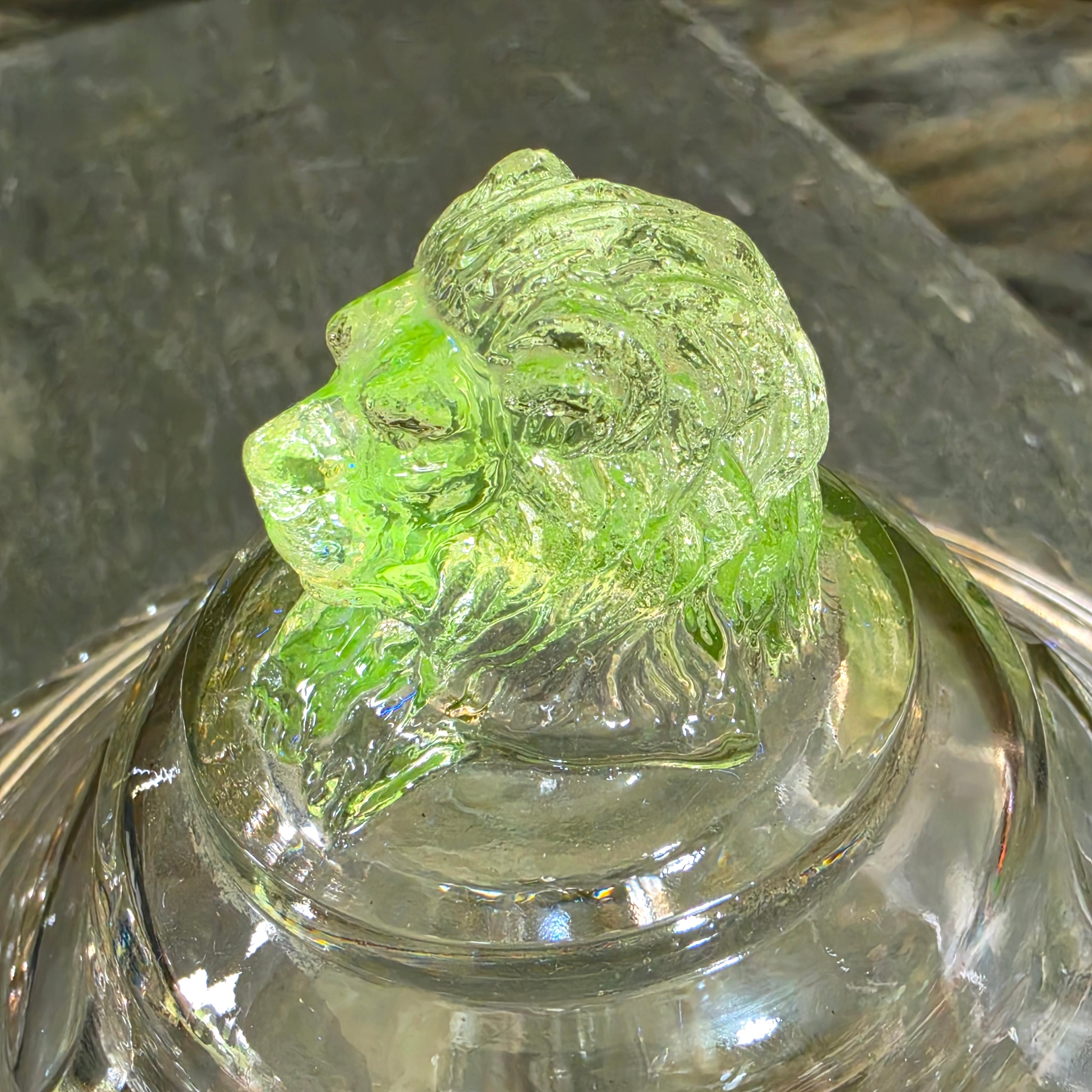 Antique EAPG Gillinder & Sons Philadelphia Lion Head Finial Candy Covered Dish