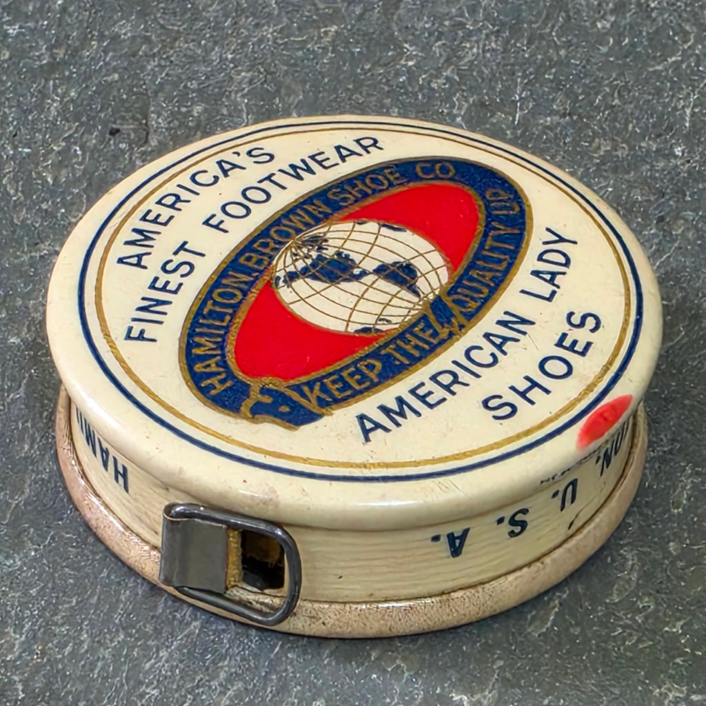 Antique American Lady Hamilton-Brown Shoes Celluloid Sewing Tape Measure