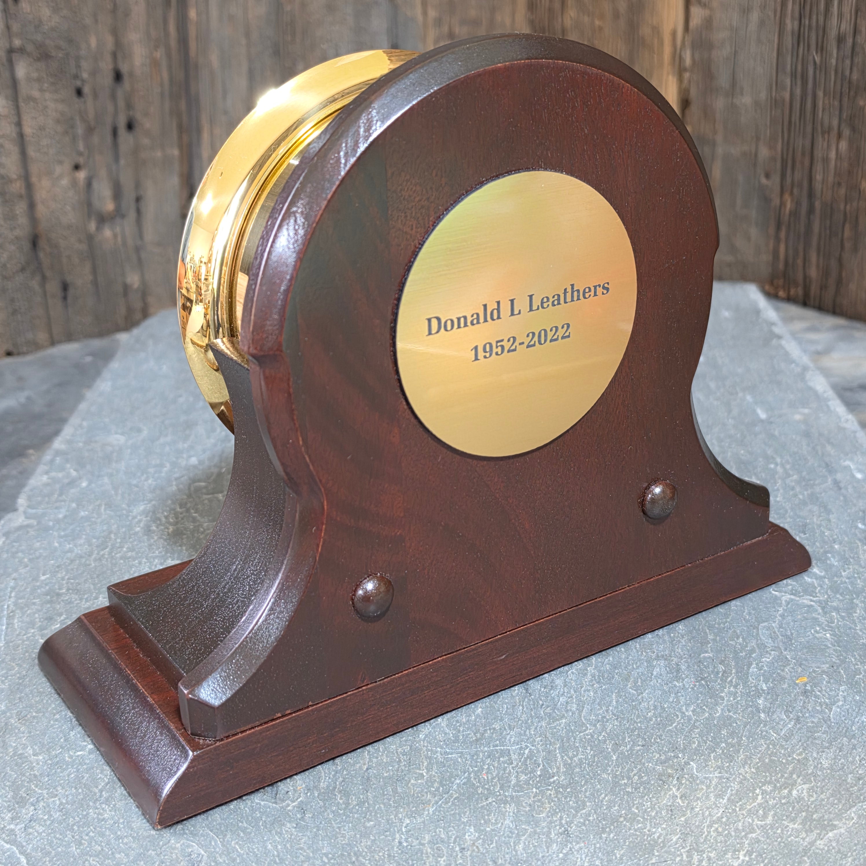 Chelsea Presidential Brass Clock Quartz Mahogany Desk Mantel Presentation Base
