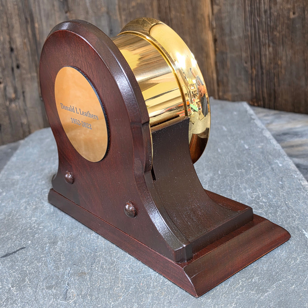 Chelsea Presidential Brass Clock Quartz Mahogany Desk Mantel Presentation Base