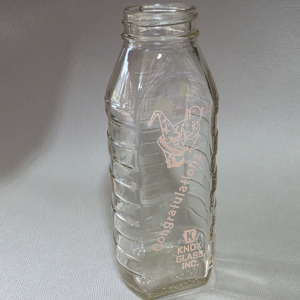 Scarce NOS Samuel Callet Knox Glass Advertising Baby Bottle Wizard Graphics