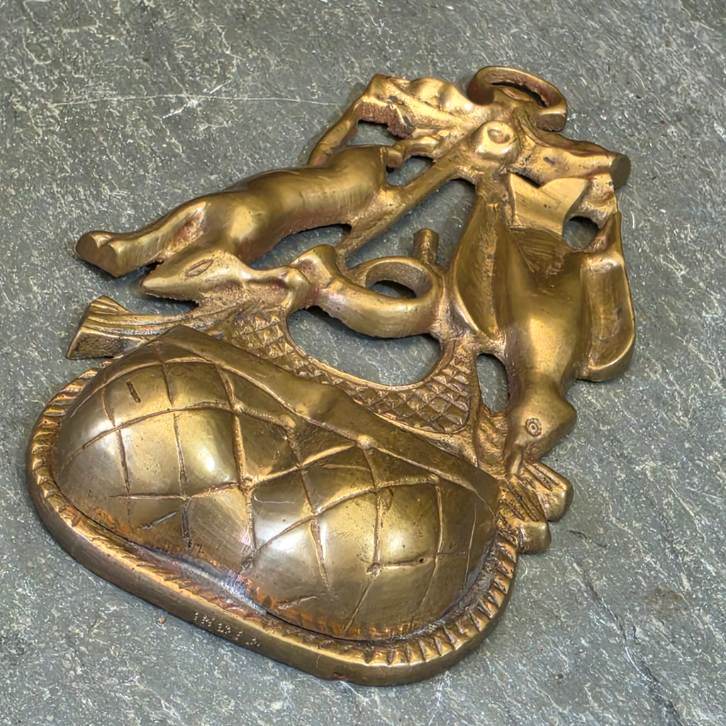 Antique Brass Hanging Match Holder Dual Well Safe Game Bag Hunting Rabbit Bird