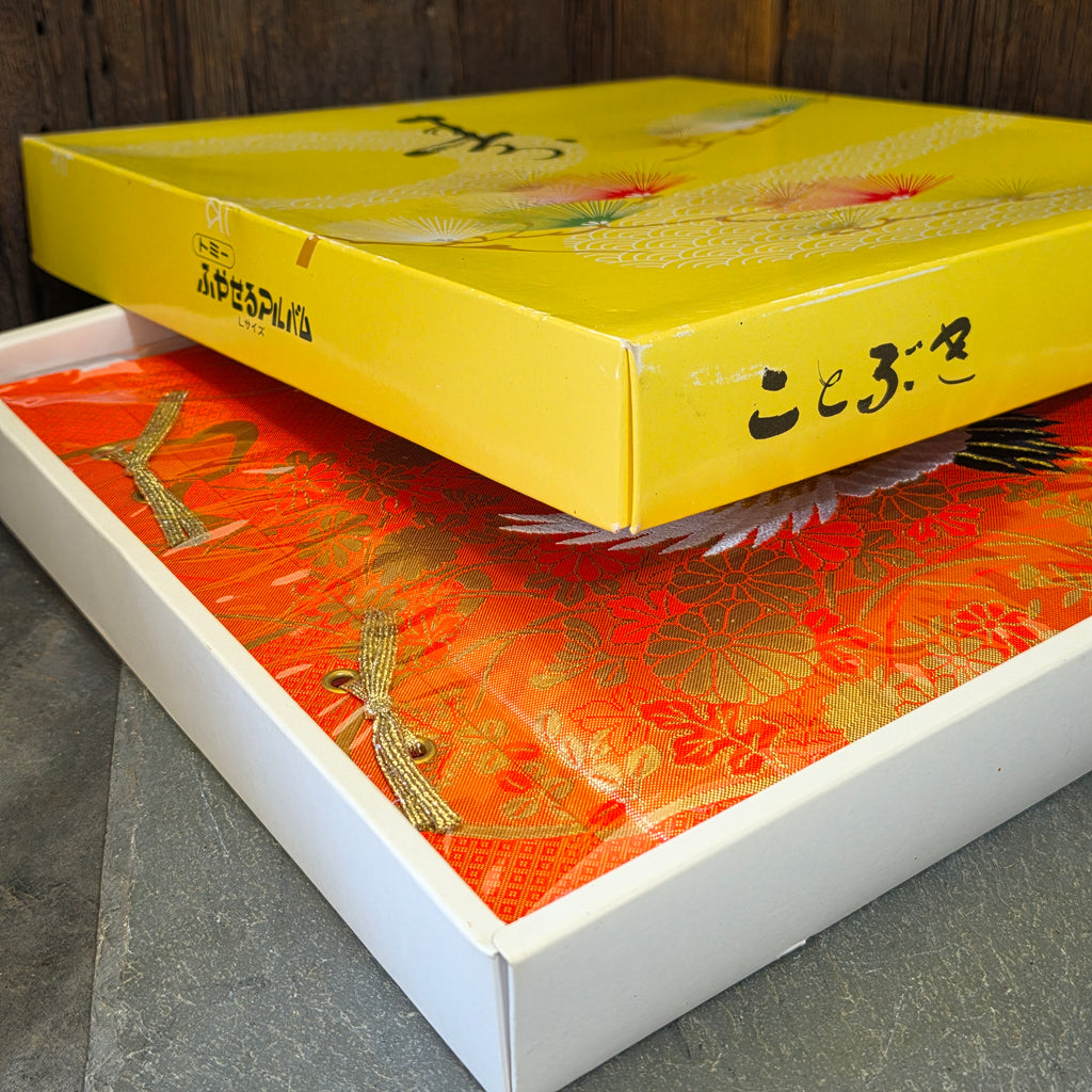 Vintage NOS Japanese Silk Brocade Embroidered Crane Tommy Photo Album New Sealed