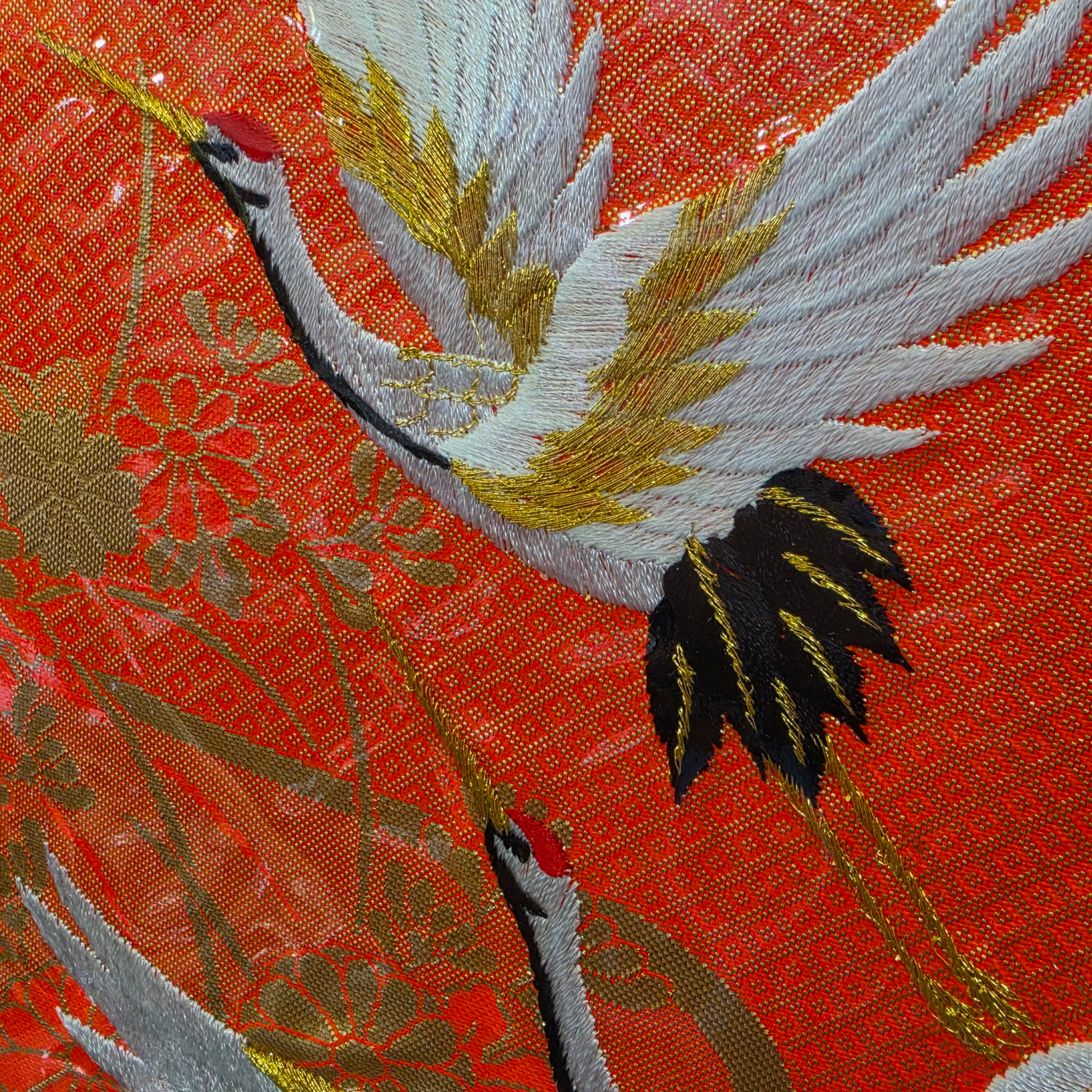 Vintage NOS Japanese Silk Brocade Embroidered Crane Tommy Photo Album New Sealed