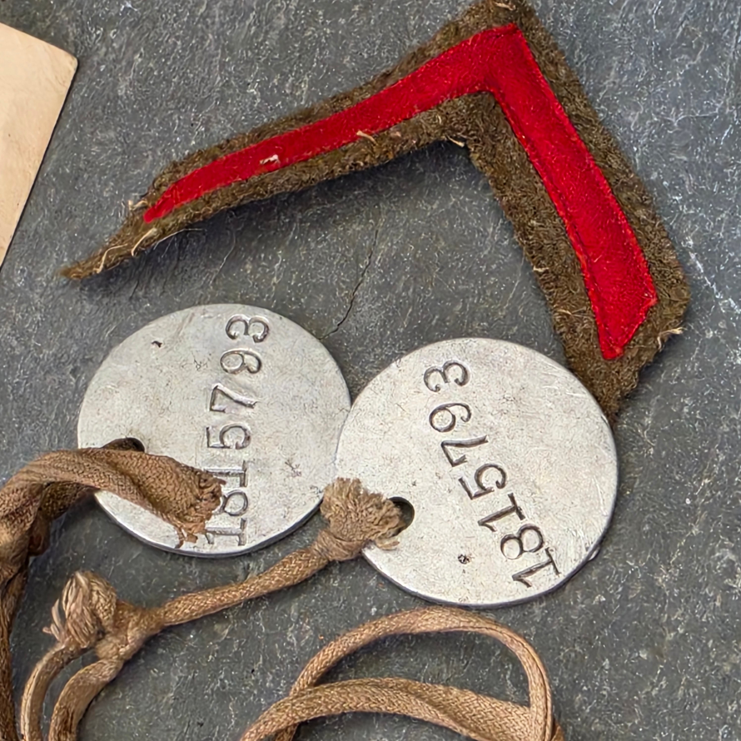 WWI 313th Machine Gun Bn 80th Div Soldier Grouping Dog Tags Discharge Letters