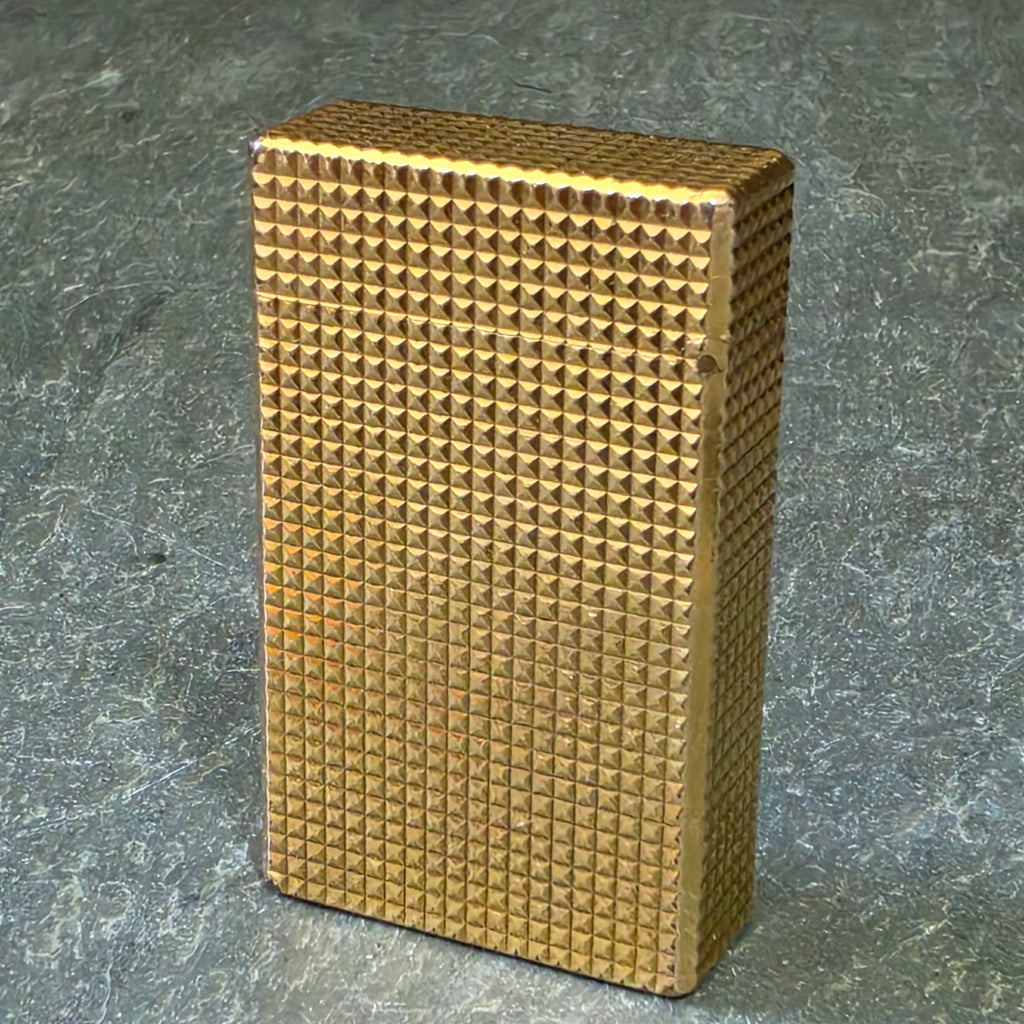 Vintage ST Dupont Ligne 1 Large Gold Diamond Head Gas Pocket Lighter France 20μ