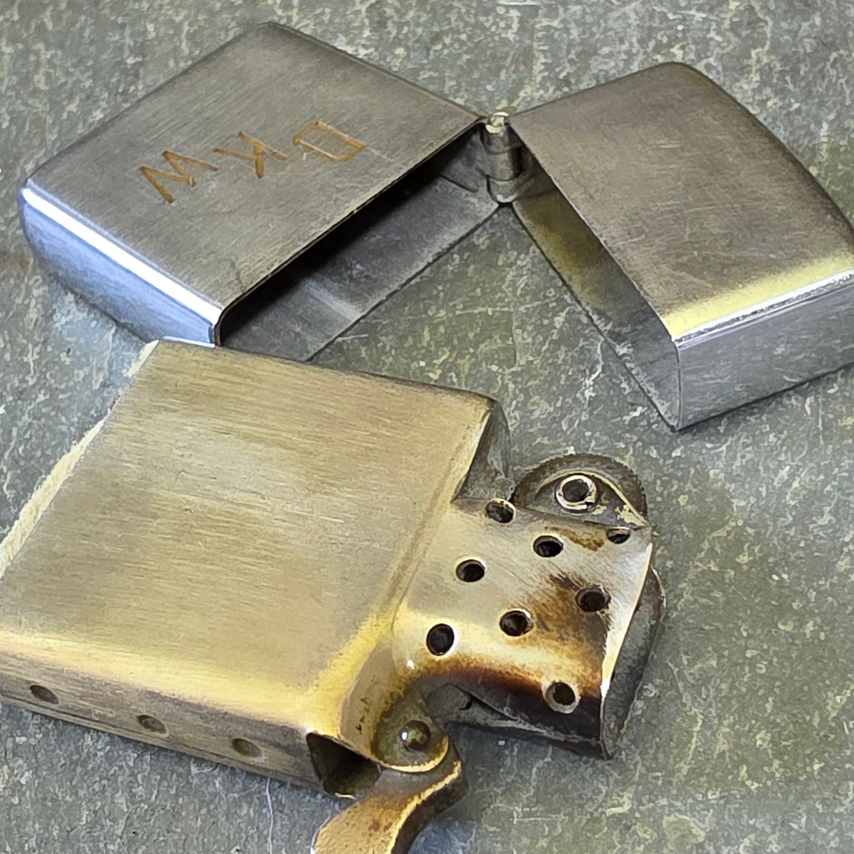 Vintage 1940s WWII Zippo Lighter Block Logo Pat 2032695 DKW 14-Hole Insert