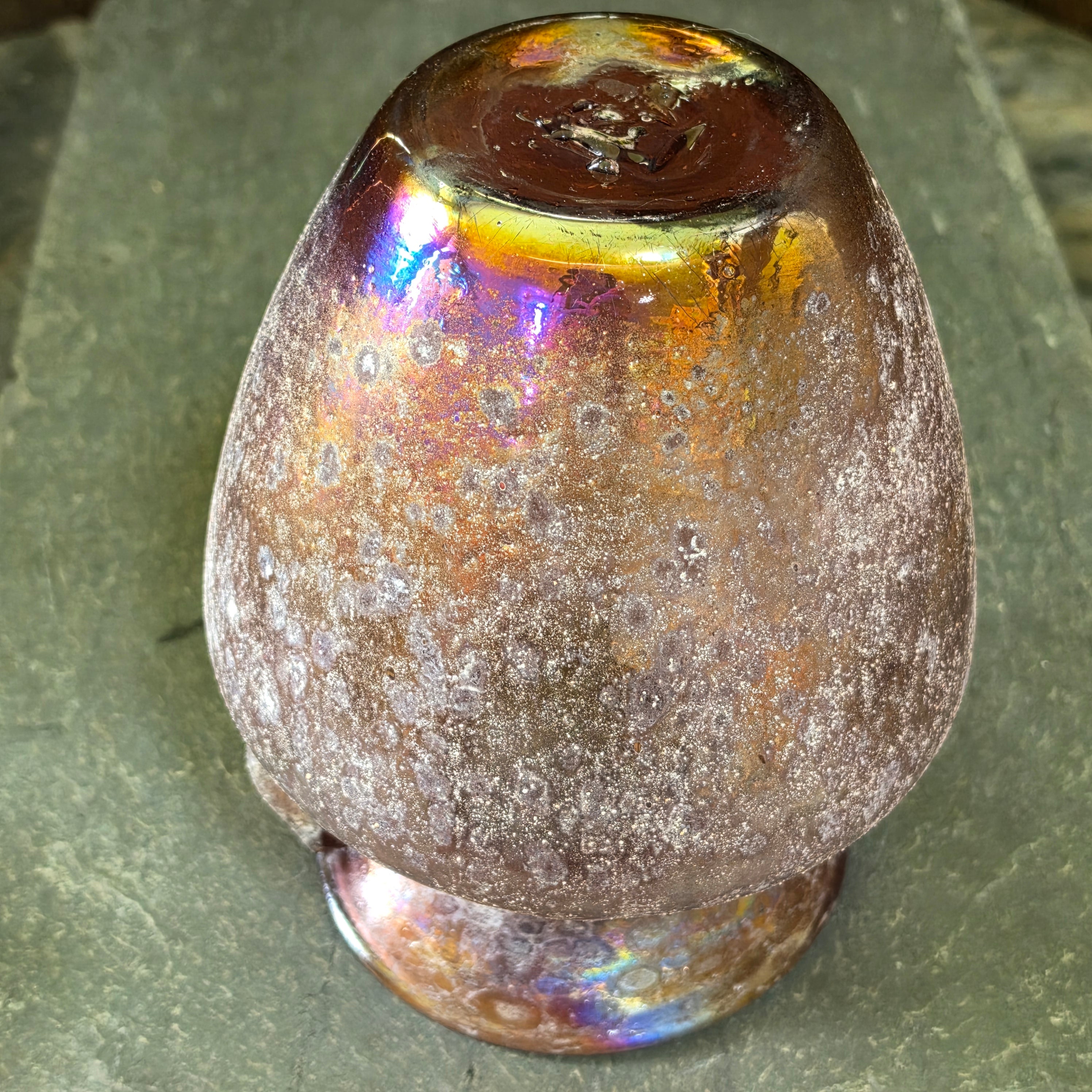 Vintage Murano Pink Scavo Glass Vase Seguso Italy Iridescent Amphora 8” Handled