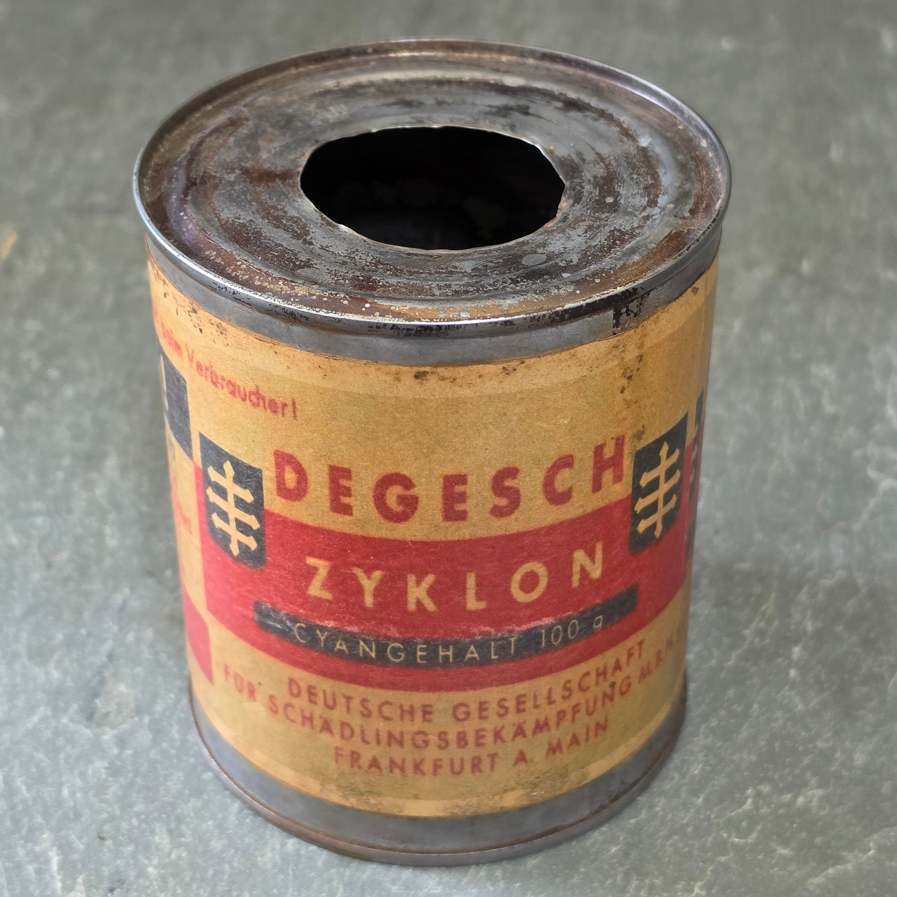 Original WW2 German Degesch Zyklon Giftgas Tin Can 100g Historical Third Reich Militaria Artifact