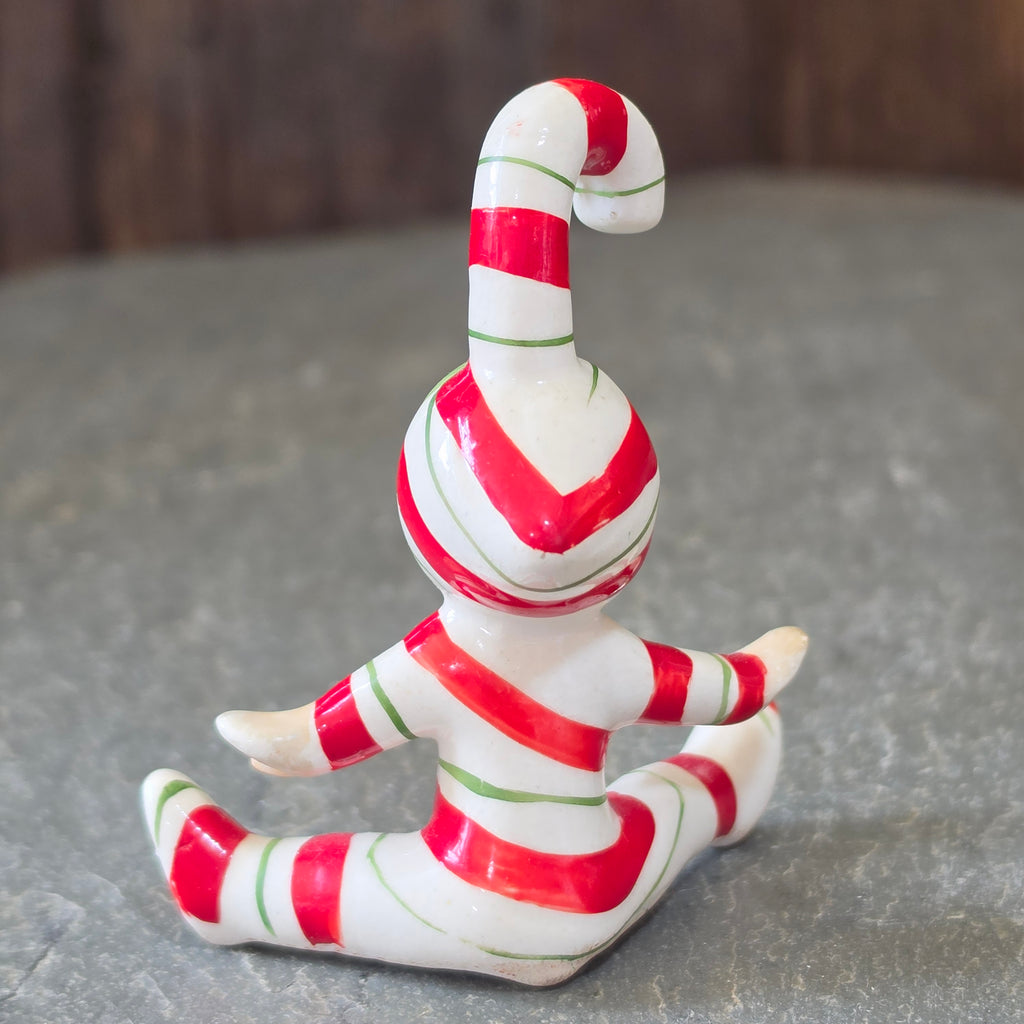 Vintage Lefton Candy Cane Kid Pixie Elf Figurine Japan Christmas Stripe Gnome