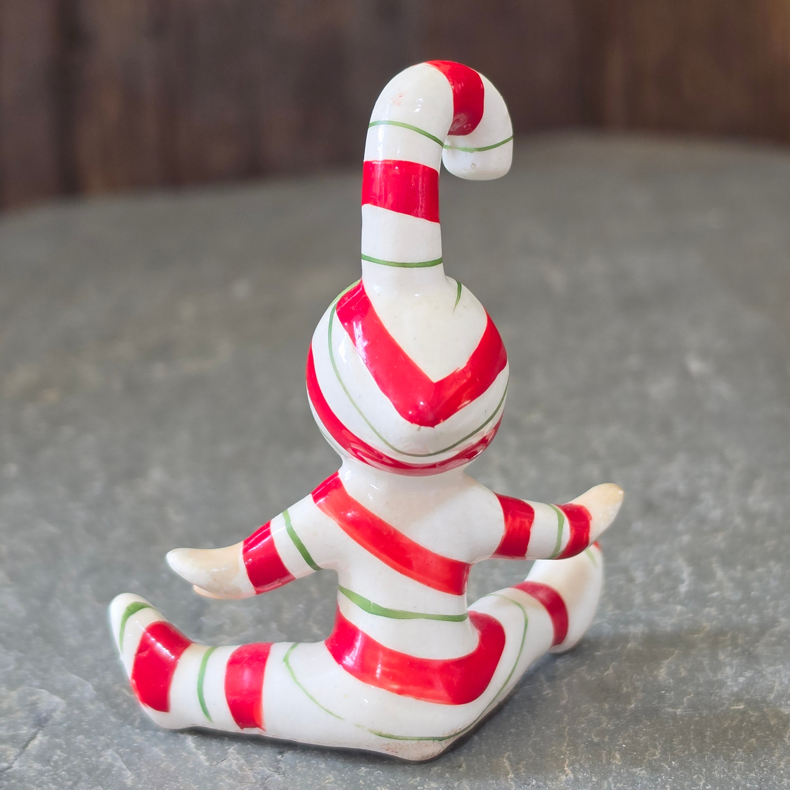 Vintage Lefton Candy Cane Kid Pixie Elf Figurine Japan Christmas Stripe Gnome