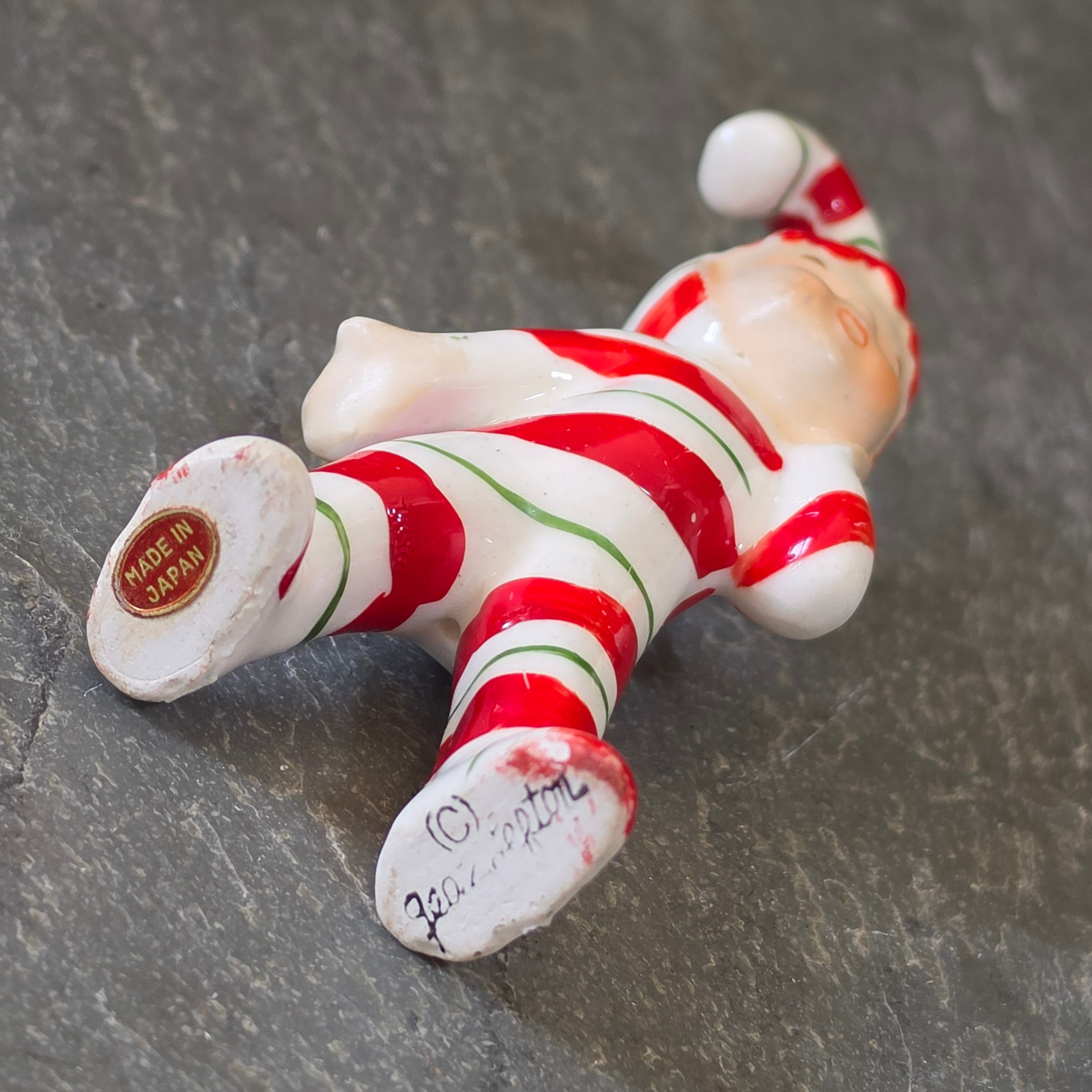Vintage Lefton Candy Cane Kid Standing Pixie Elf Figurine Japan Christmas Figure