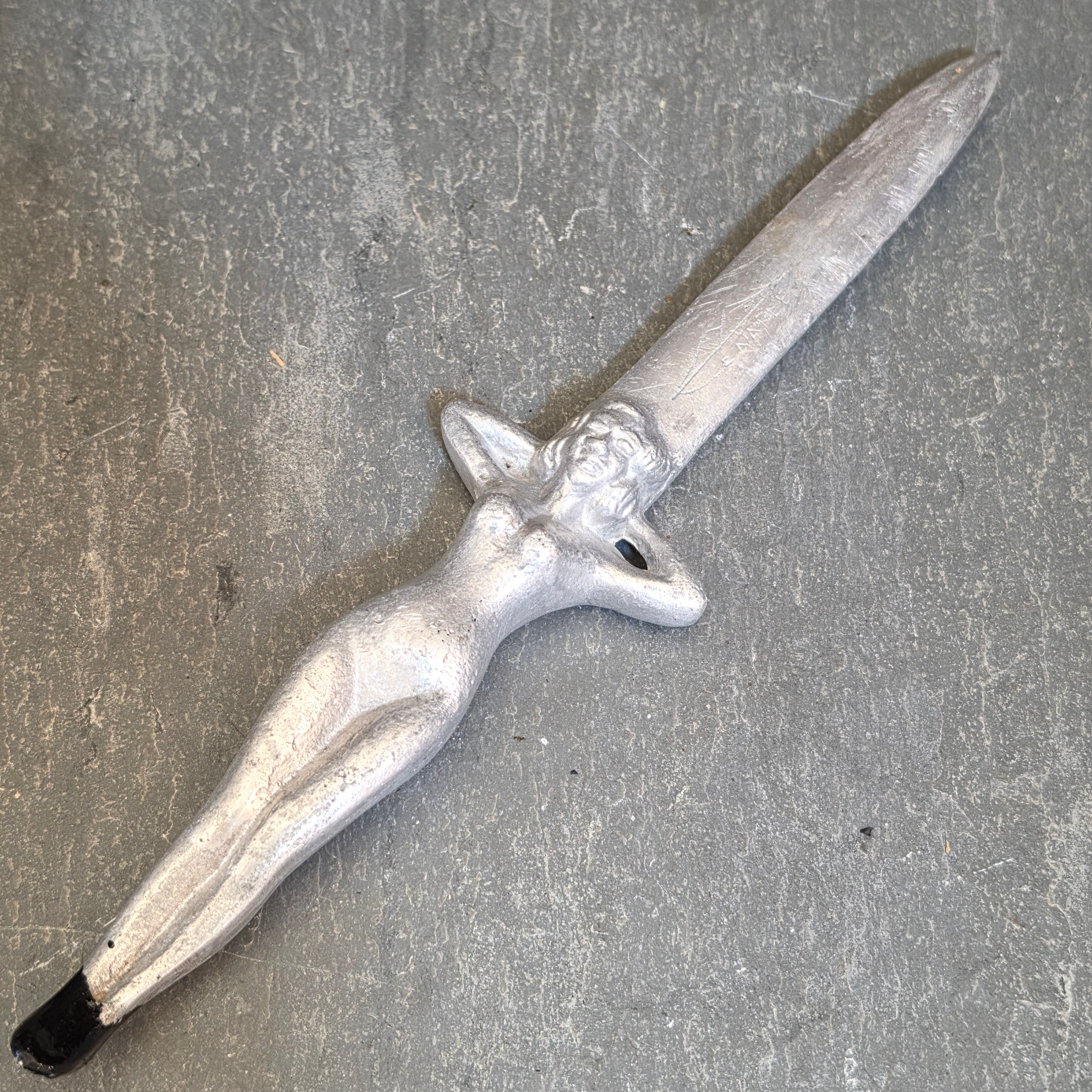 WW2 Era Vintage Aluminum Nude Woman Lady Handled Dagger Knife Italy Souvenir