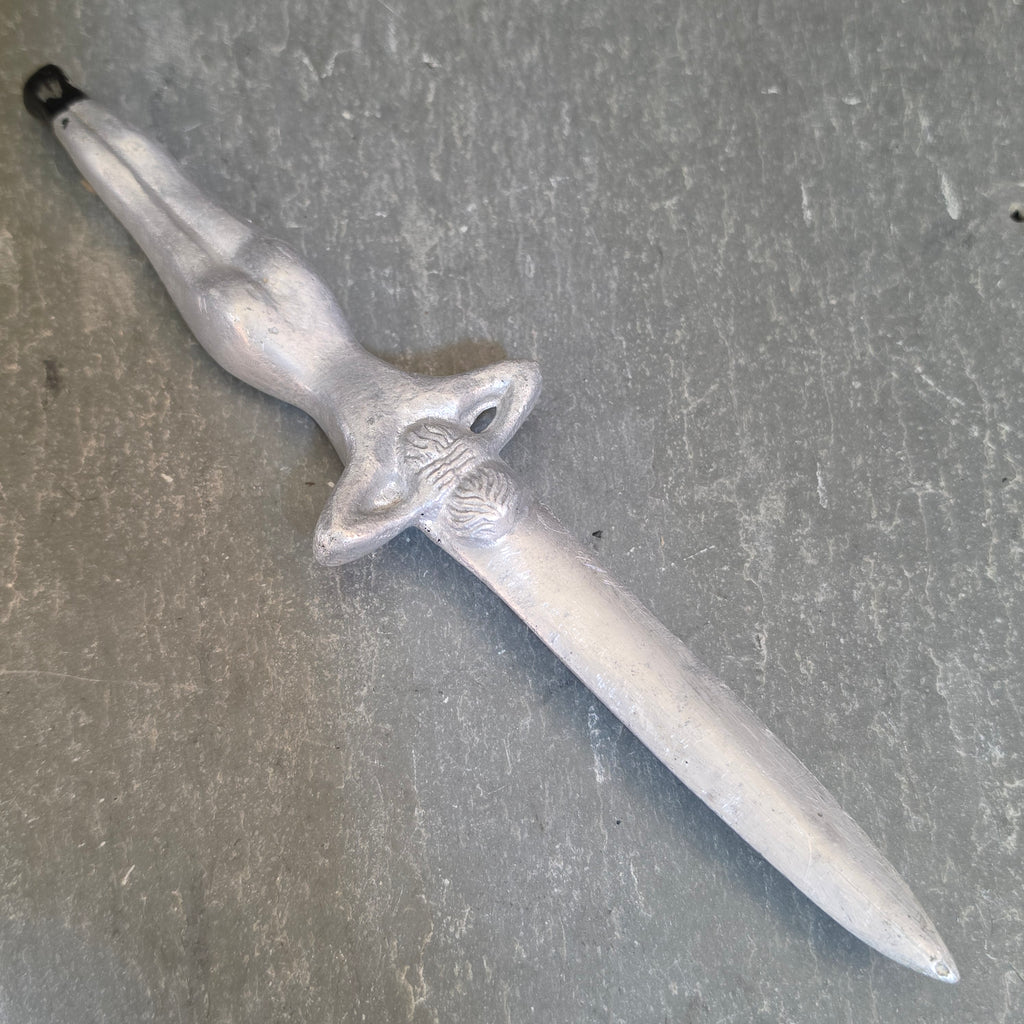 WW2 Era Vintage Aluminum Nude Woman Lady Handled Dagger Knife Italy Souvenir