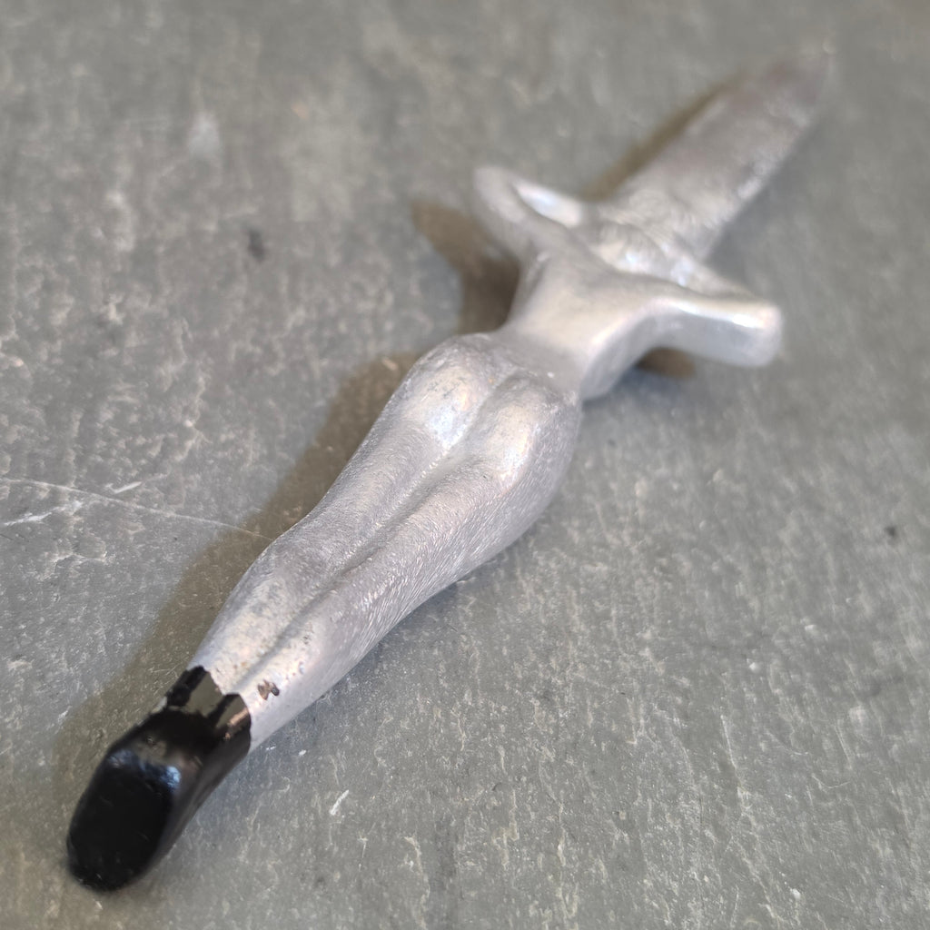 WW2 Era Vintage Aluminum Nude Woman Lady Handled Dagger Knife Italy Souvenir