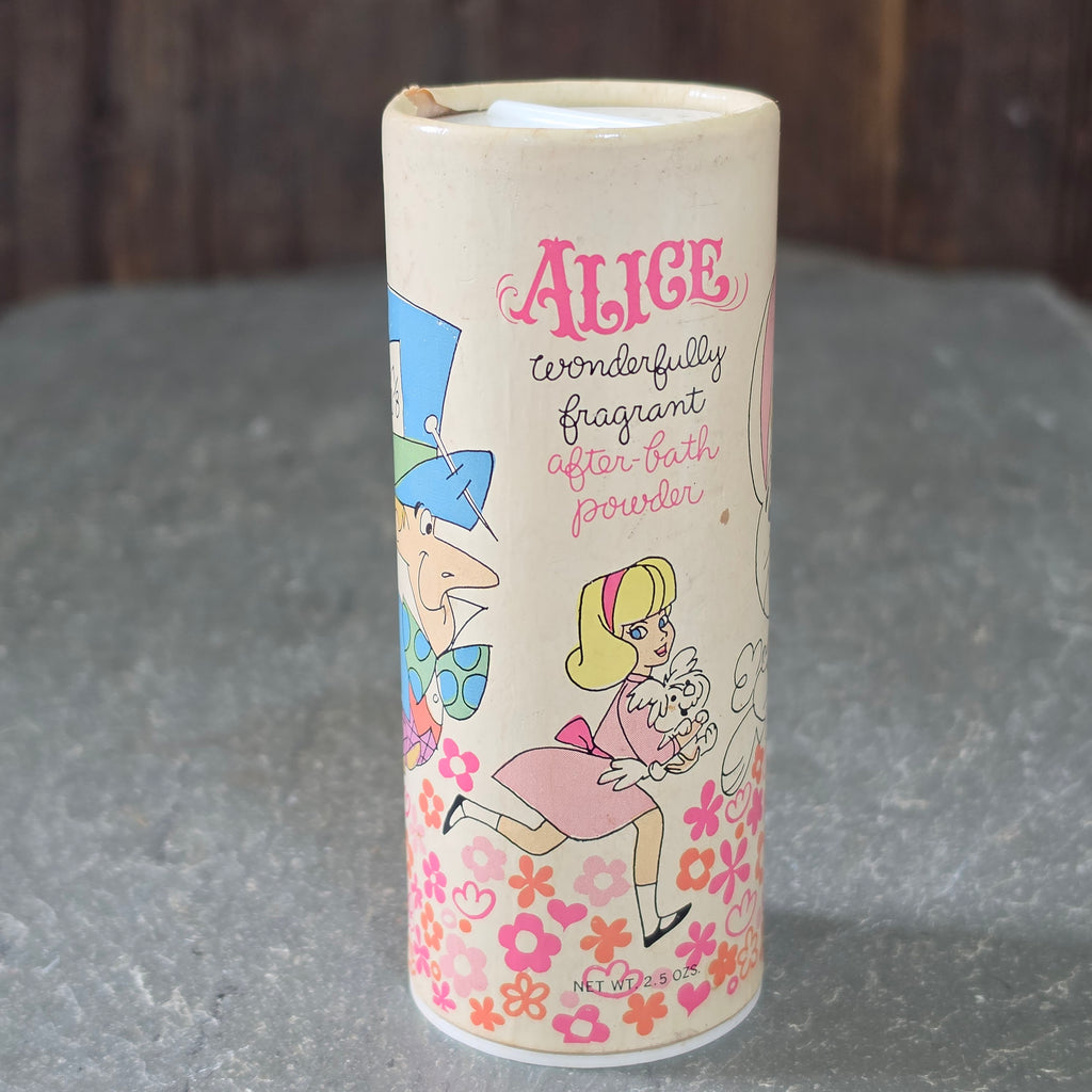 Rare Vintage 1966 Hanna-Barbera Alice in Wonderland After Bath Powder Rexall