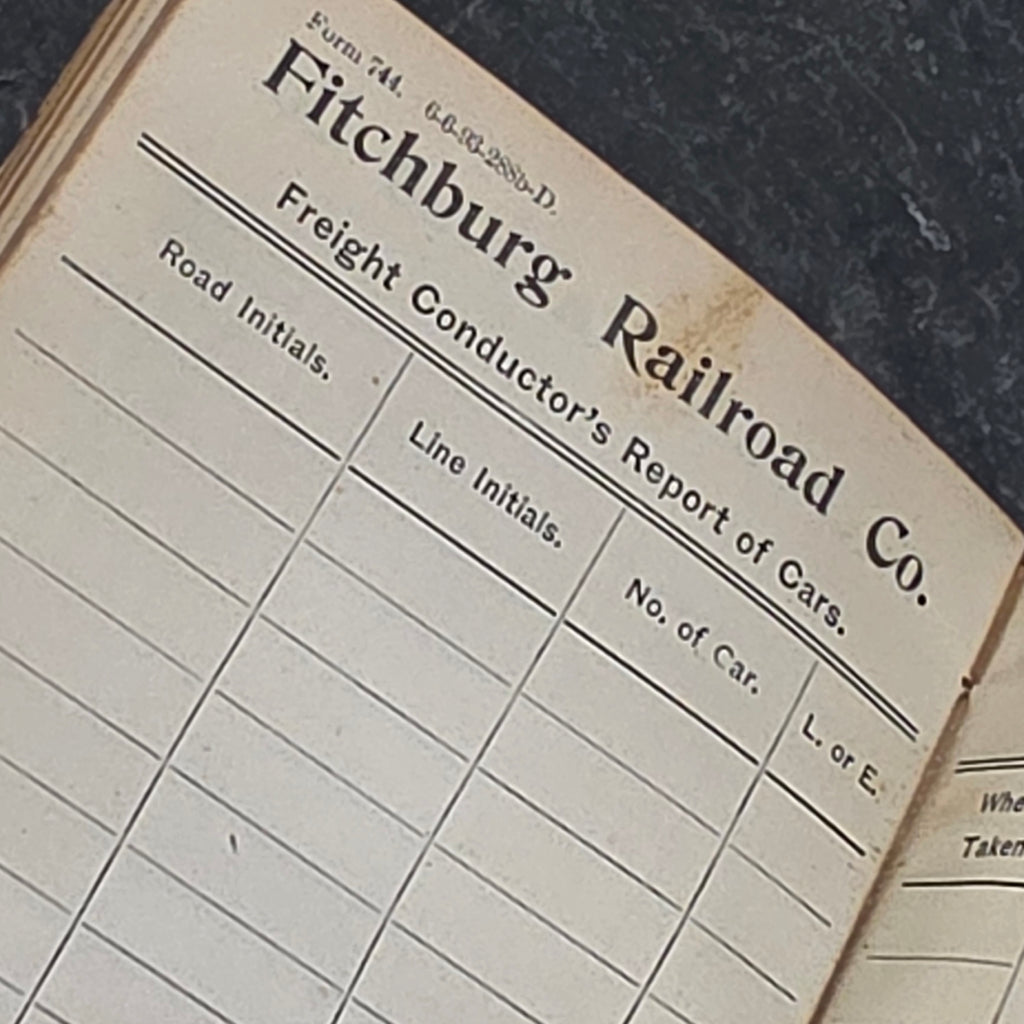 Antique 1890's Fitchburg Railroad Conductor's Log Book Ephemera Freight Report