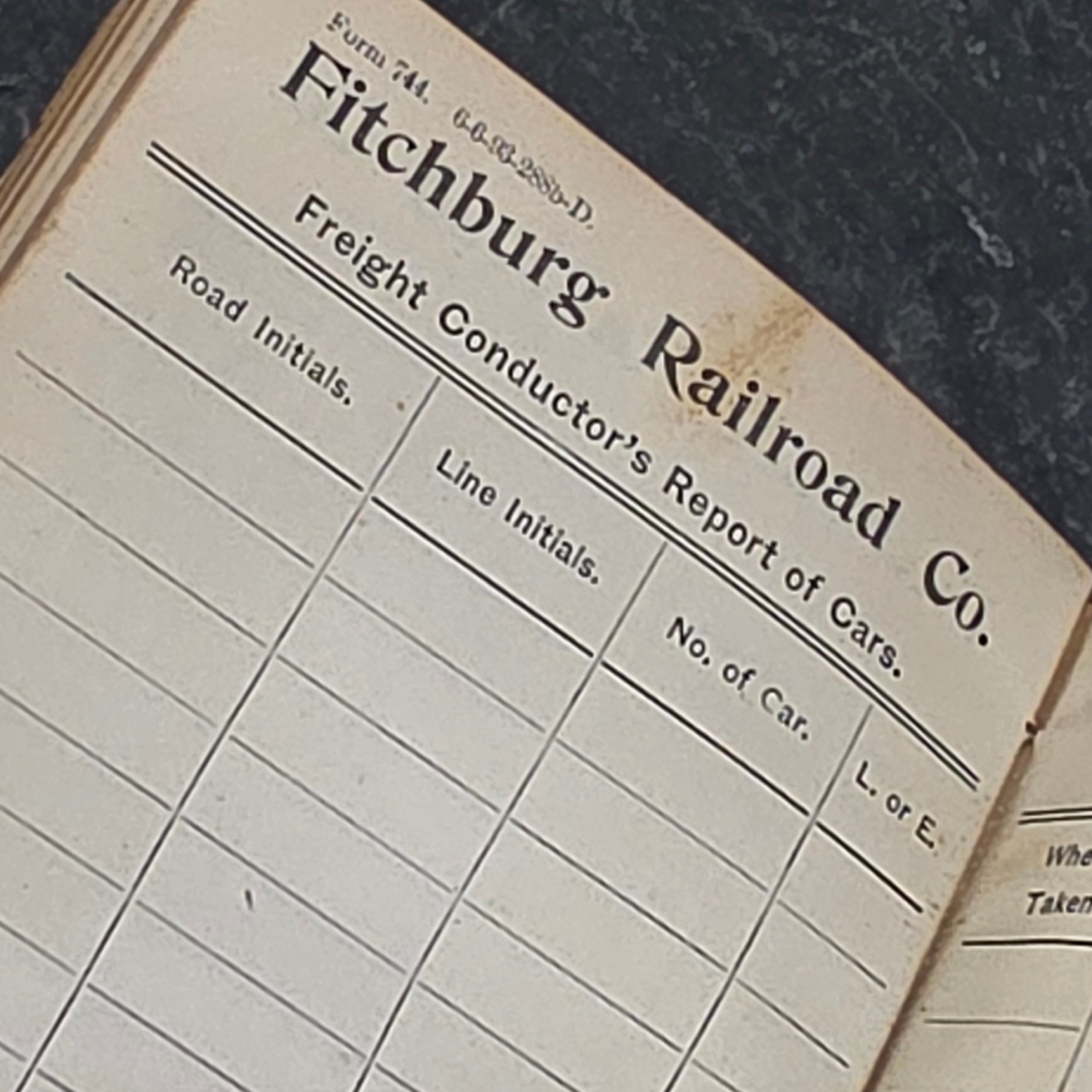 Antique 1890's Fitchburg Railroad Conductor's Log Book Ephemera Freight Report