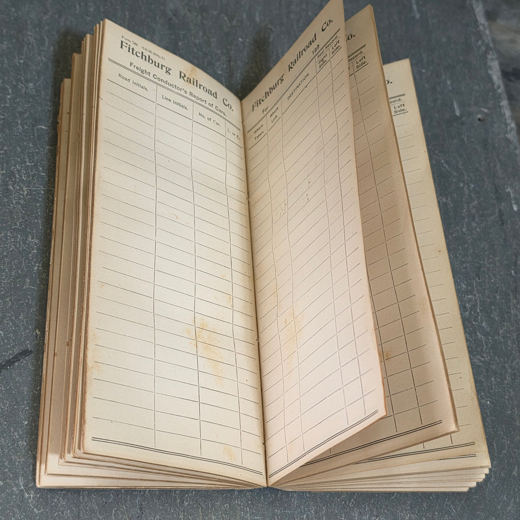 Antique 1890's Fitchburg Railroad Conductor's Log Book Ephemera Freight Report