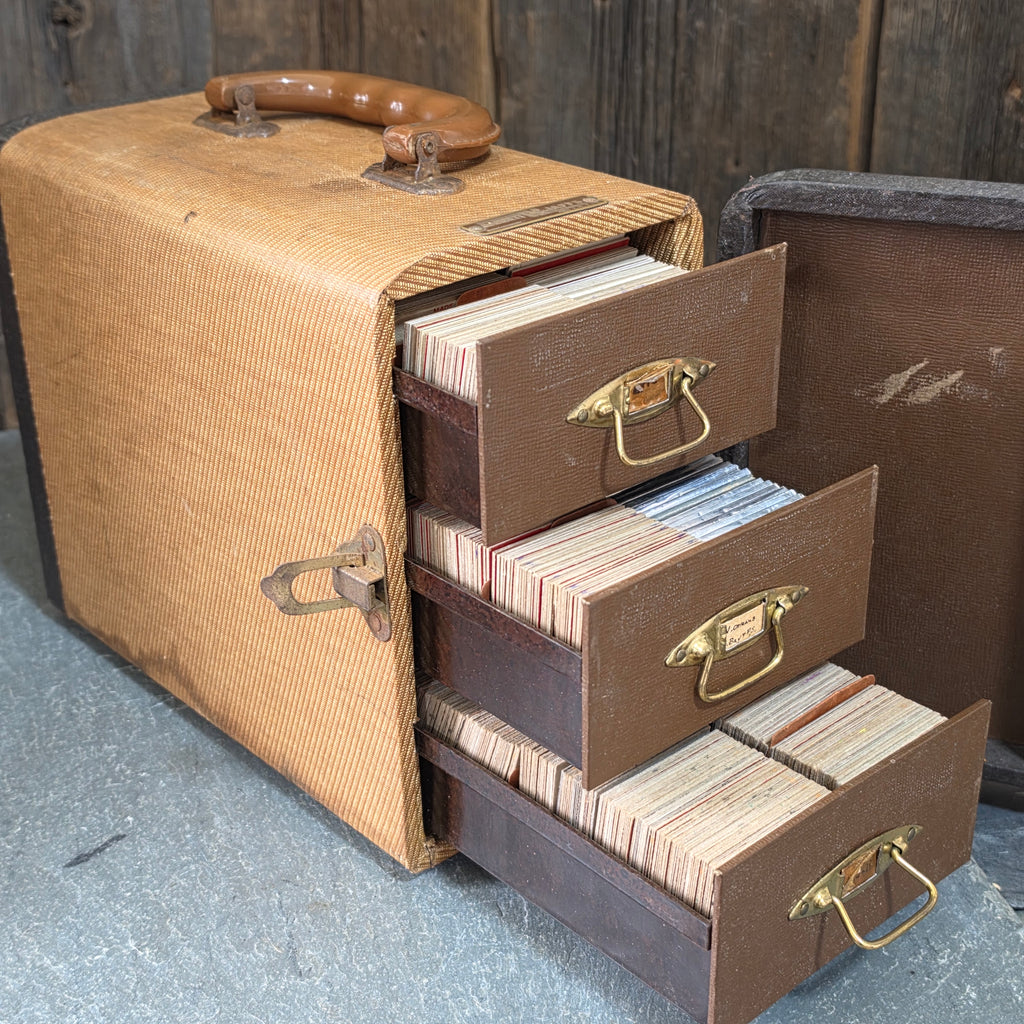 Vintage Tweed Cased Barnett Jaffee 35mm Slide Holder Box Drawers Full of Photos